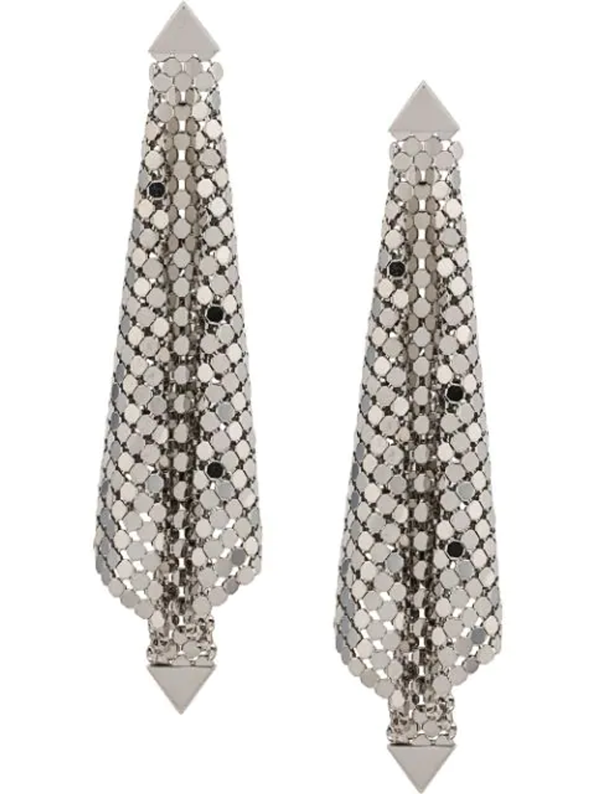 Paco Rabanne Draped Chainmail Pendant Earrings In Silver