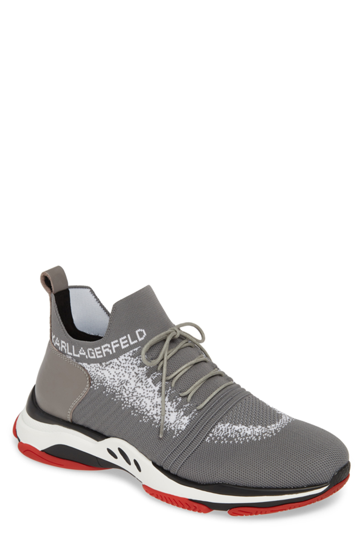 Karl Lagerfeld Speckled Knit Sneaker In Grey/white