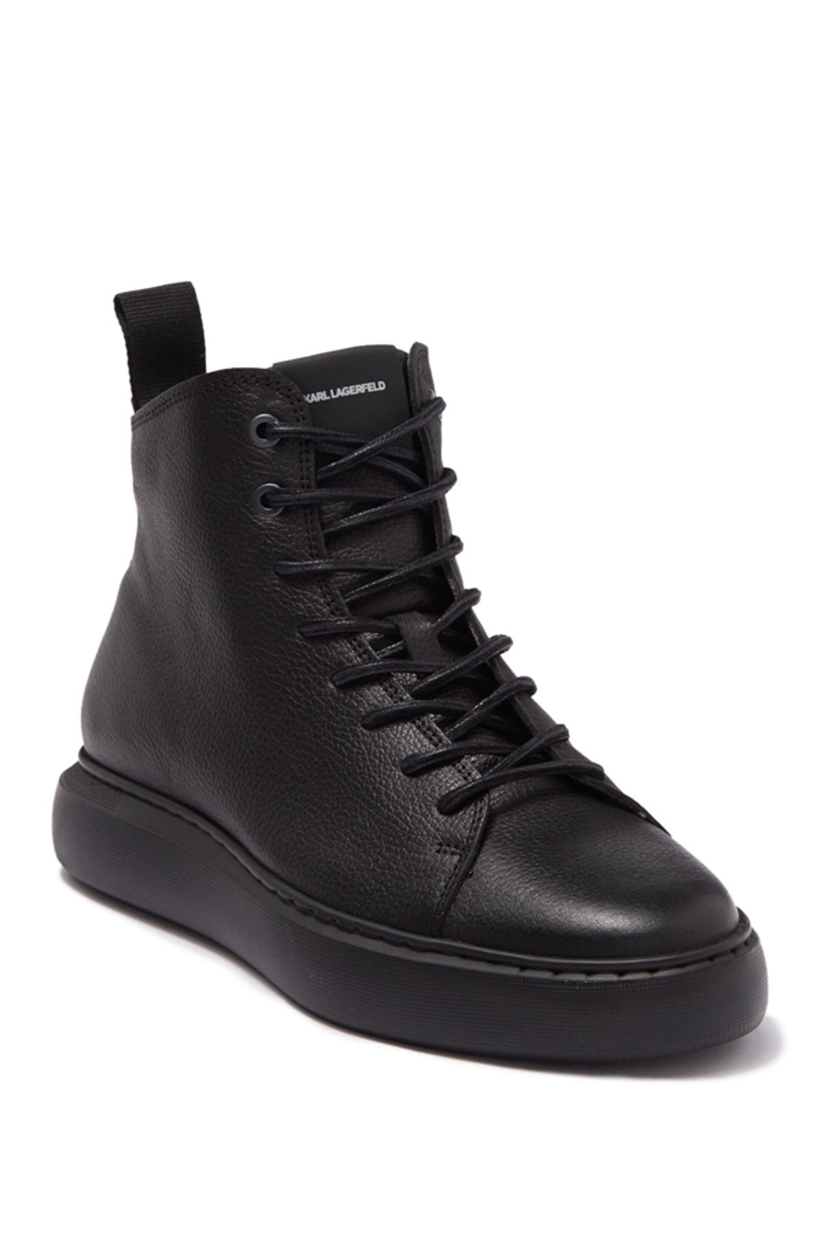 Karl Lagerfeld Pebbled Leather Side Zip Boot In Black