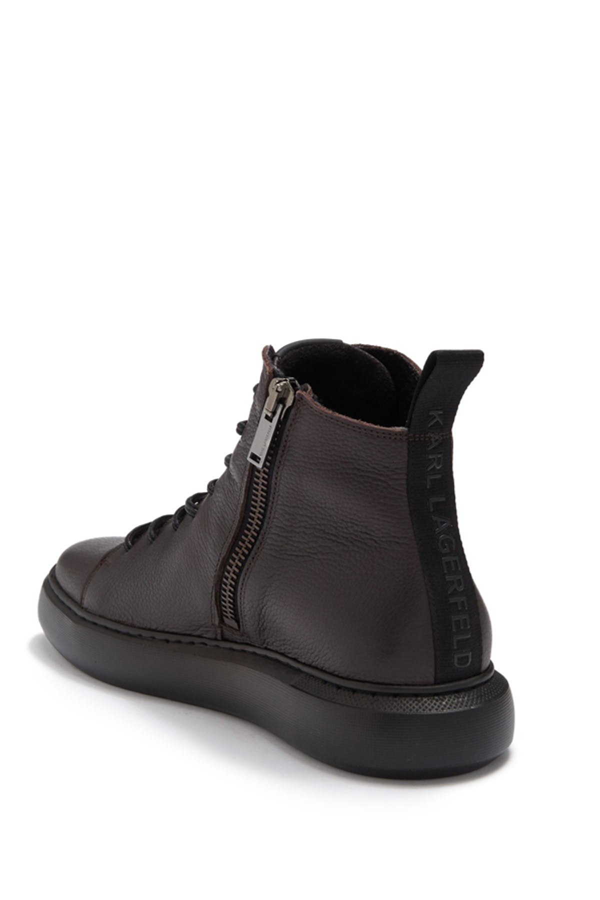 Karl Lagerfeld Pebbled Leather Side Zip Boot In Brown