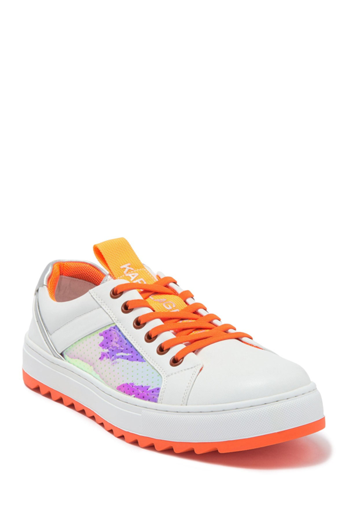 Karl Lagerfeld Iridescent Sneaker In Orange/white