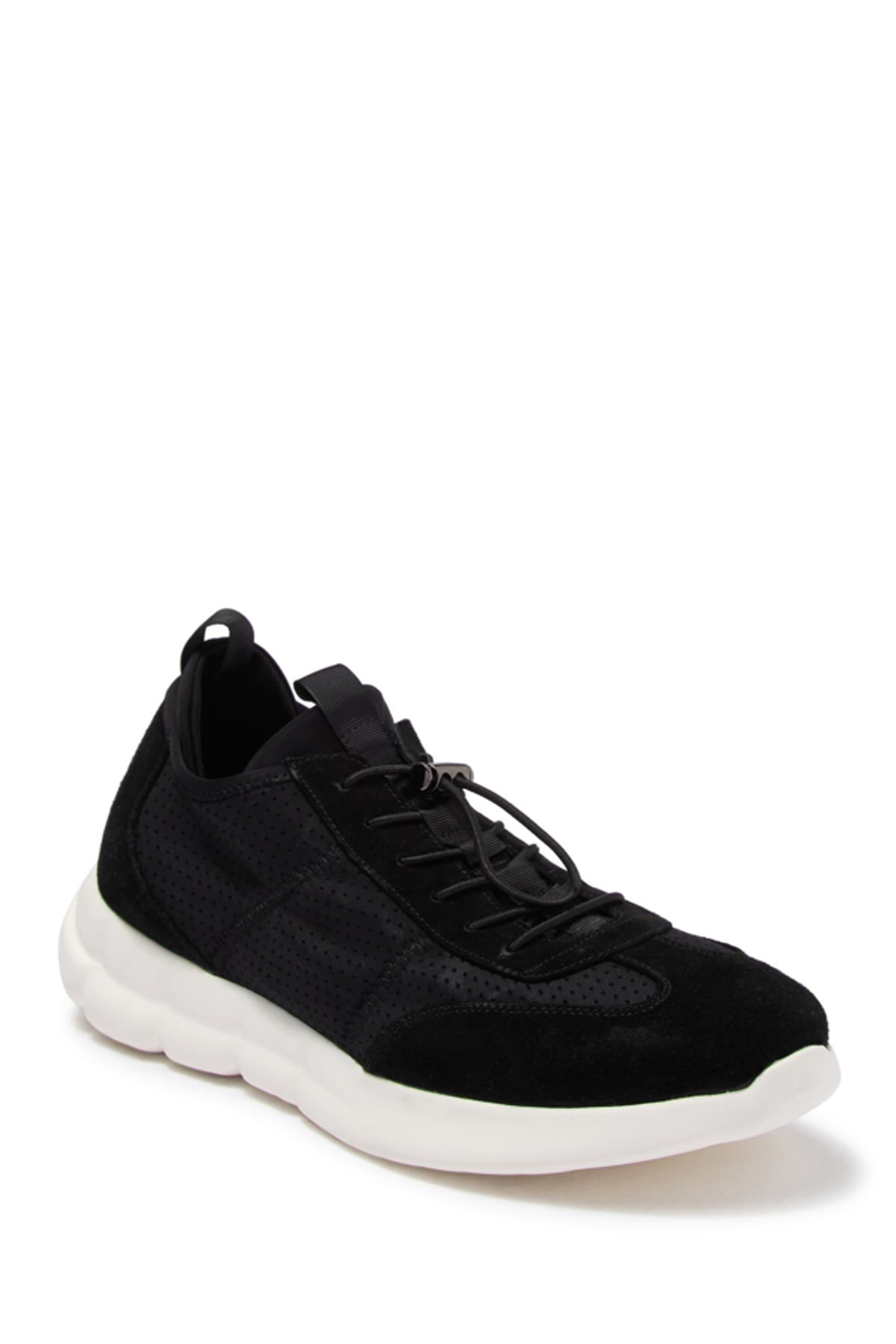 Karl Lagerfeld Suede Neoprene Lace Up Sneaker In Black