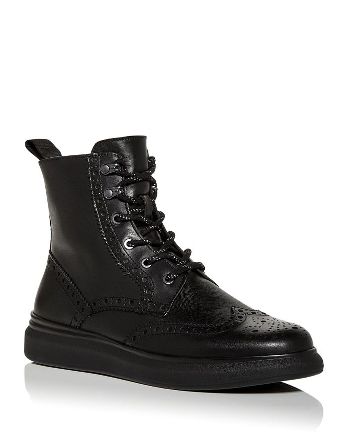 Karl Lagerfeld Mens Brogue Wingtip Combat Boots In Black