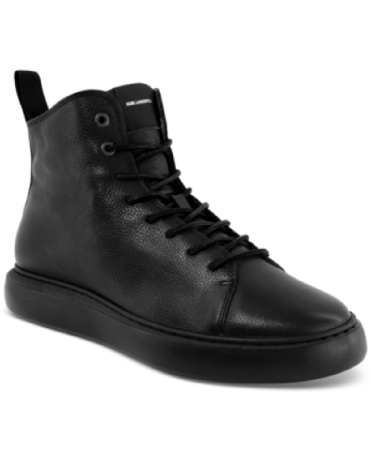 Karl Lagerfeld Mens Tumbled Leather Side-zip Zip Bootie Sneakers Mens Shoes In Black