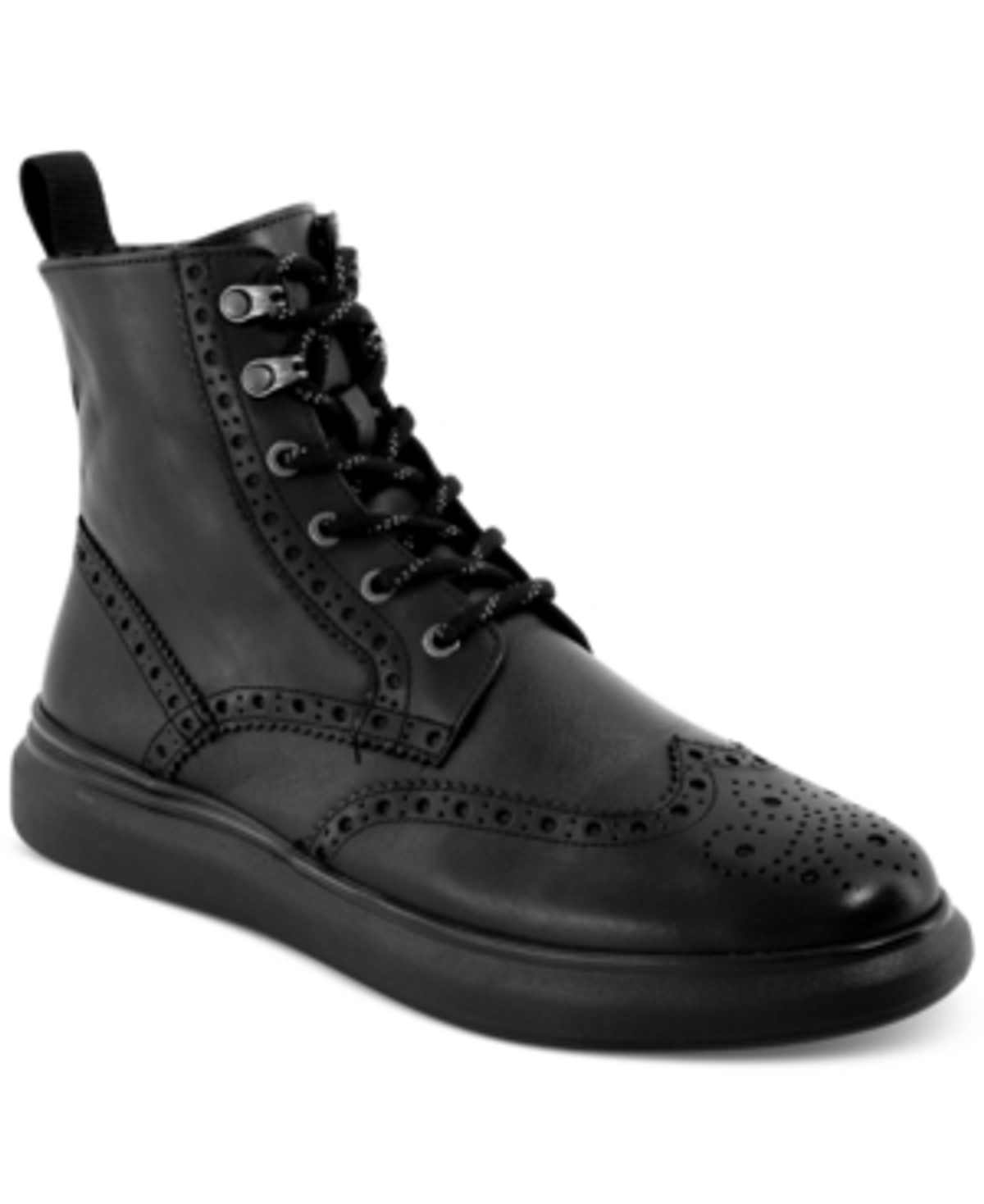 Karl Lagerfeld Mens Tall Perforated Wingtip Boots Mens Shoes In Black