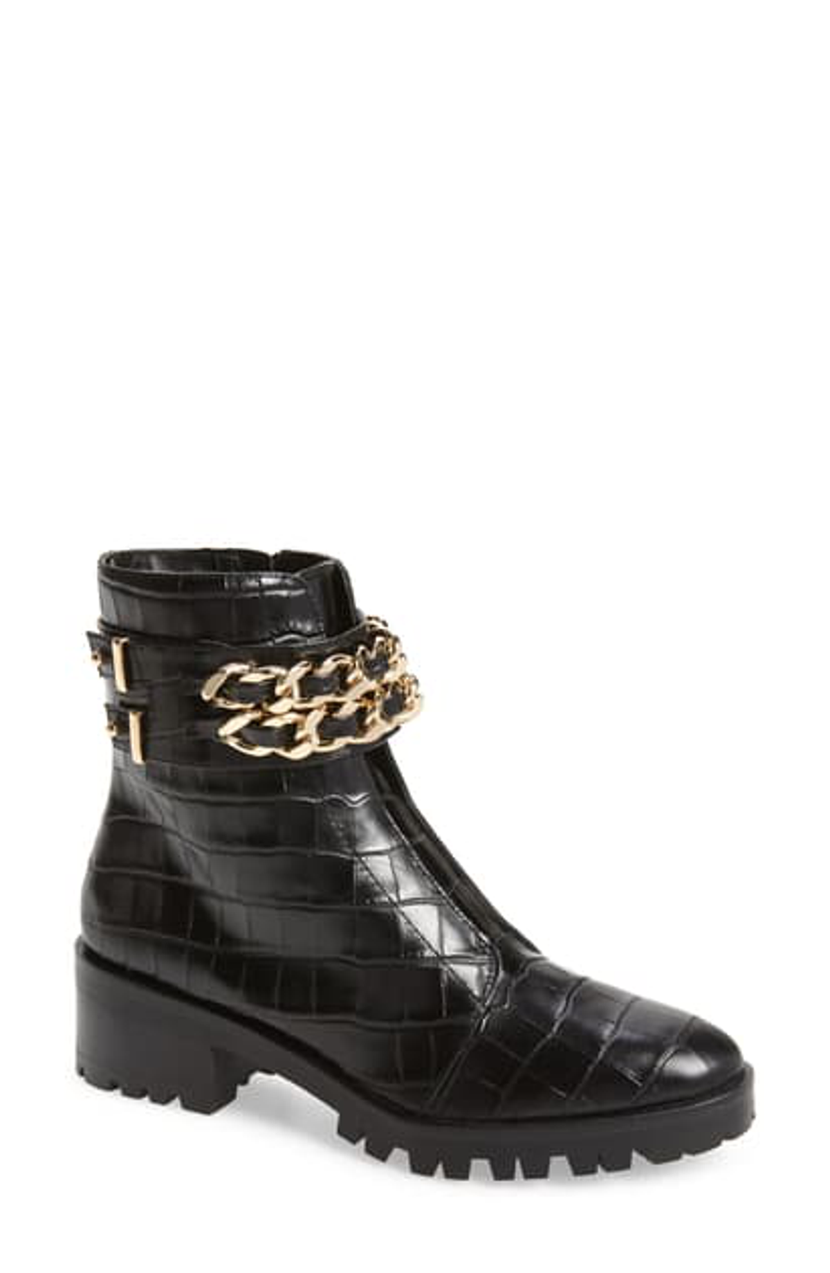 Karl Lagerfeld Palmer Combat Boot In Black Croco