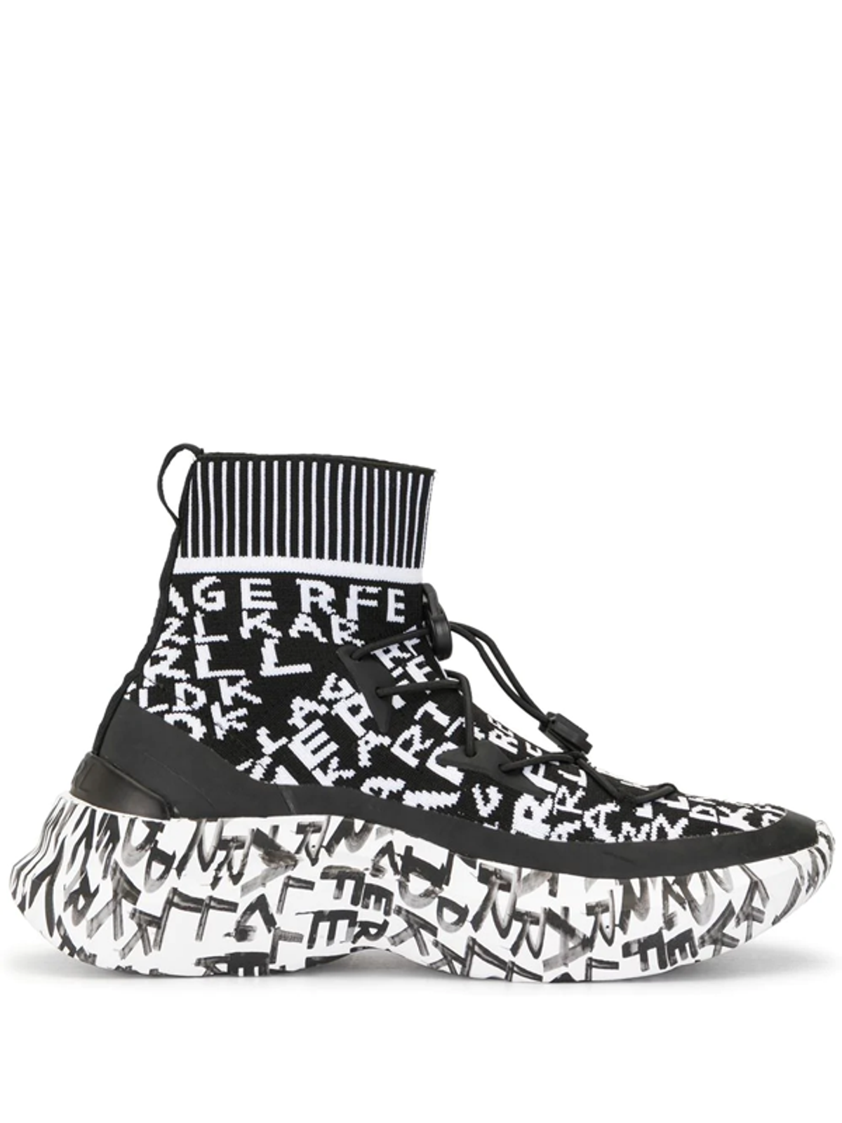 Karl Lagerfeld Skyline Graffiti-print Sock Boots In Black