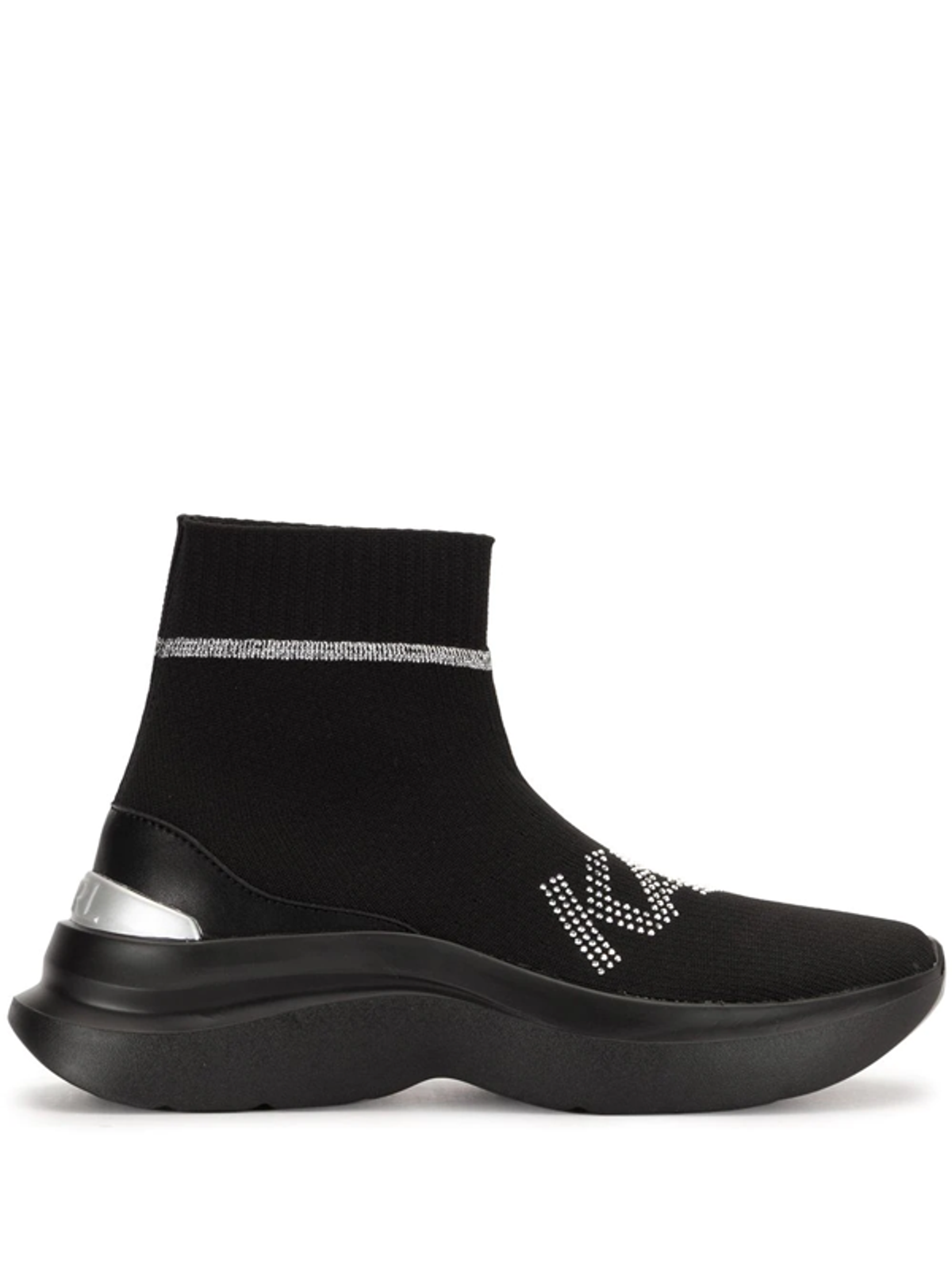 Karl Lagerfeld Skyline Rhinestone-logo Sock Boots In Black