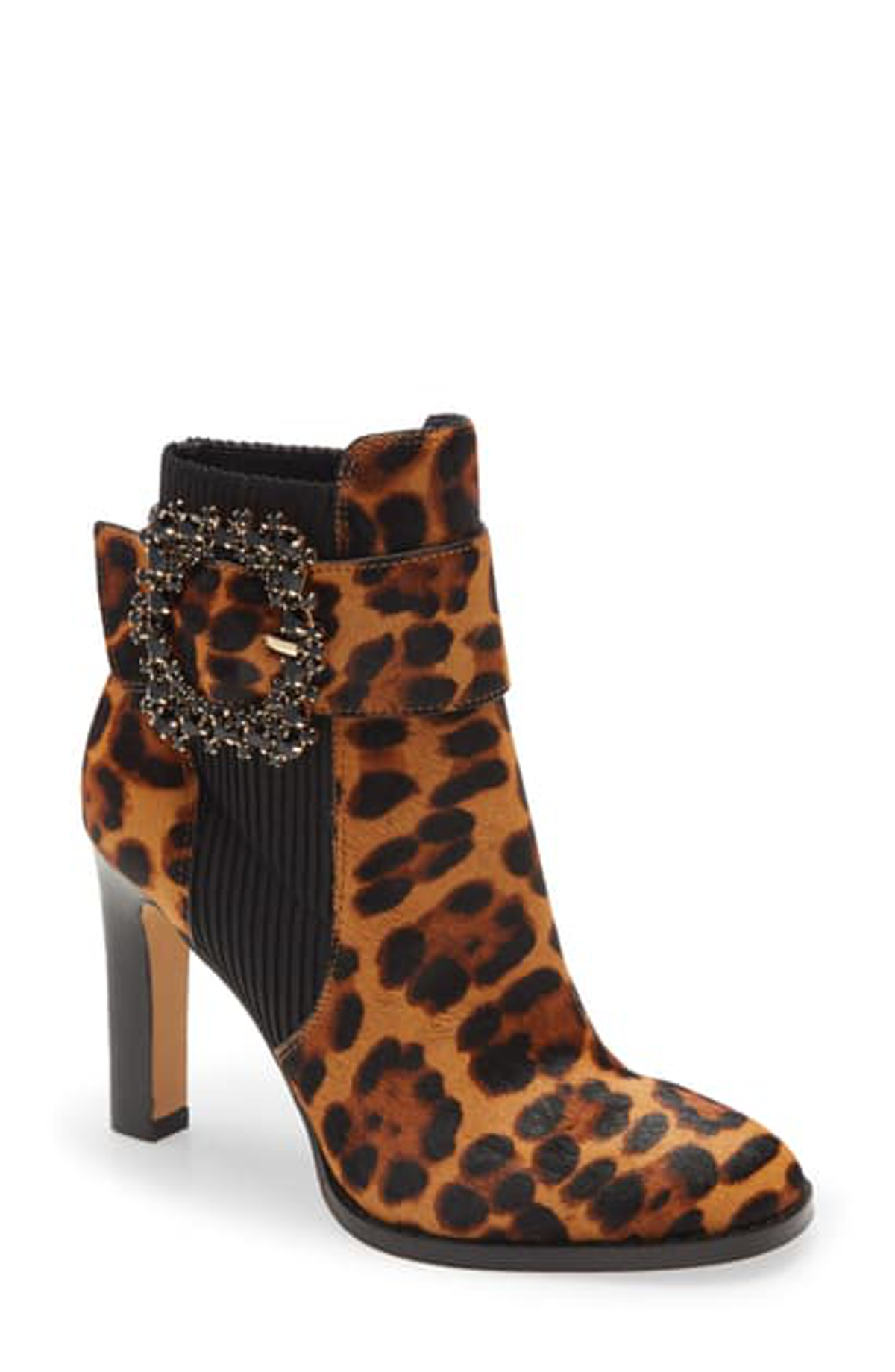 Karl Lagerfeld Vania Genuine Calf Hair Bootie In Black/ Leopard Print Calf Hair