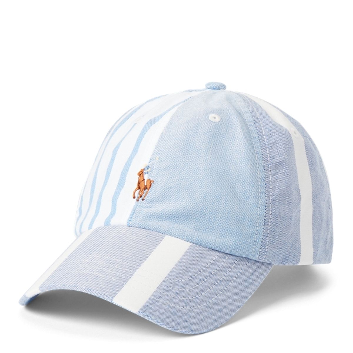 Ralph Lauren Paneled Striped Oxford Ball Cap In Multi