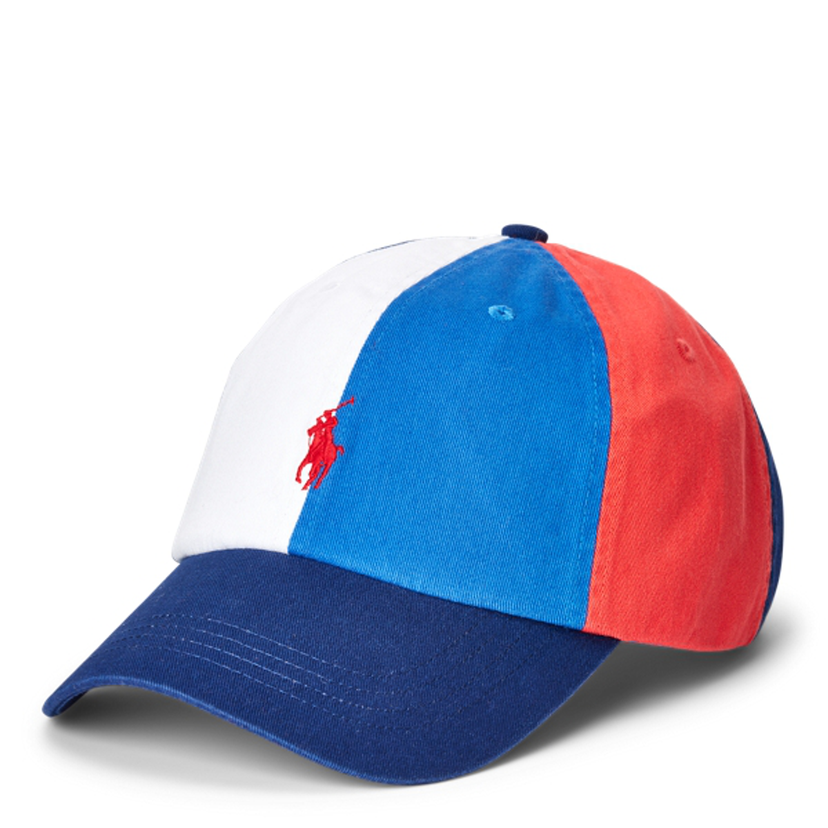 Ralph Lauren Color-blocked Chino Ball Cap In White/iris/red
