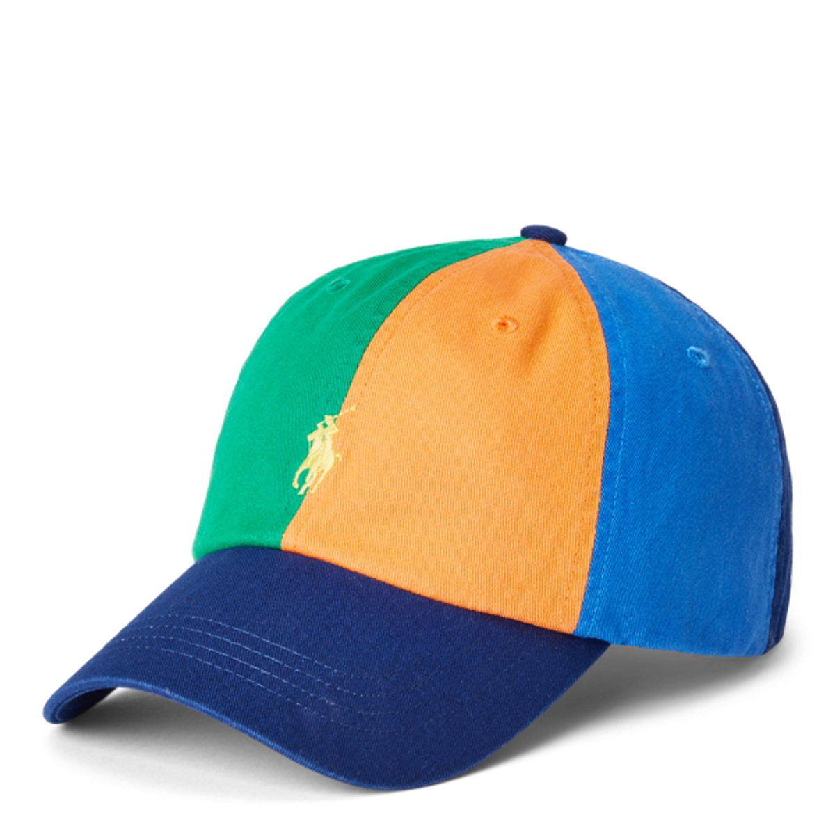 Ralph Lauren Color-blocked Chino Ball Cap In Green/peach/iris