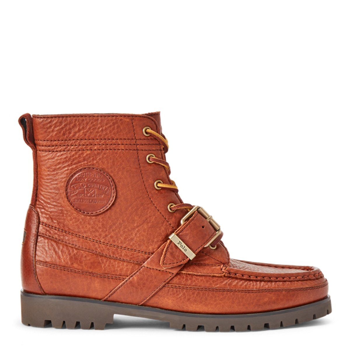 Ralph Lauren Ranger Tumbled Leather Boot In Peanut
