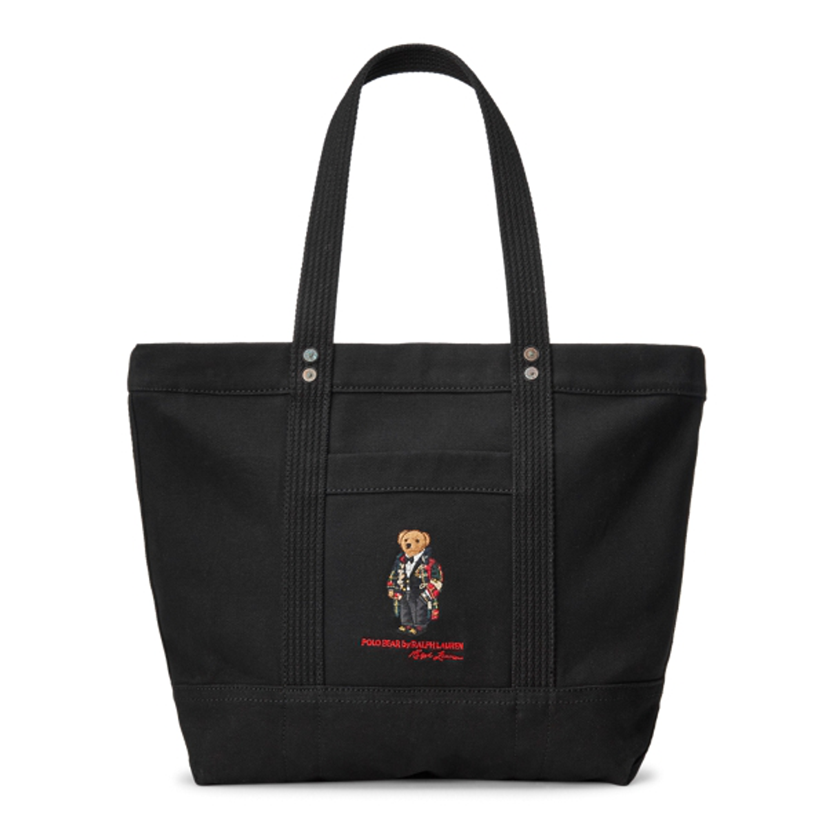 Ralph Lauren Polo Bear Canvas Tote In Black