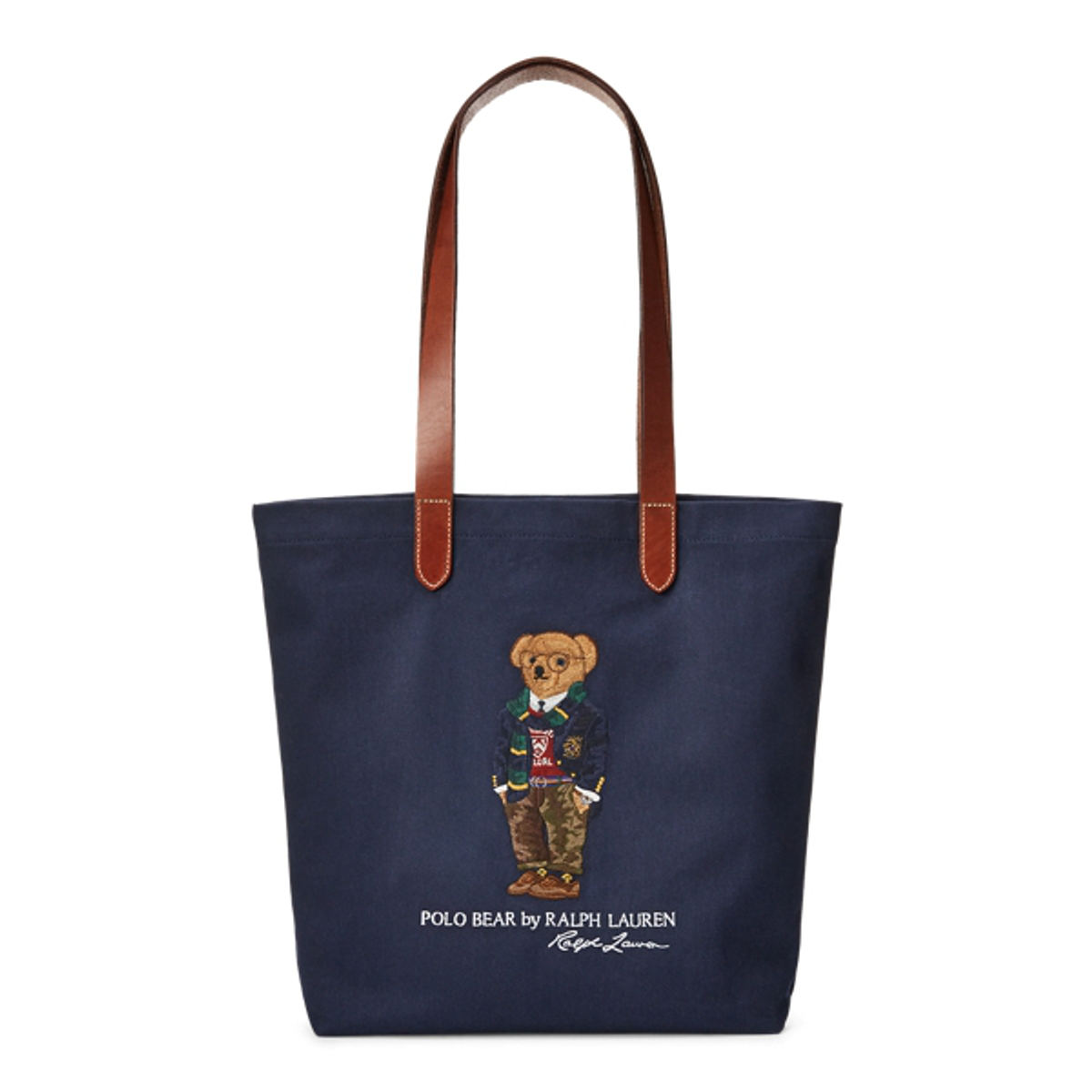 Ralph Lauren Polo Bear Twill Shopper Tote In Navy