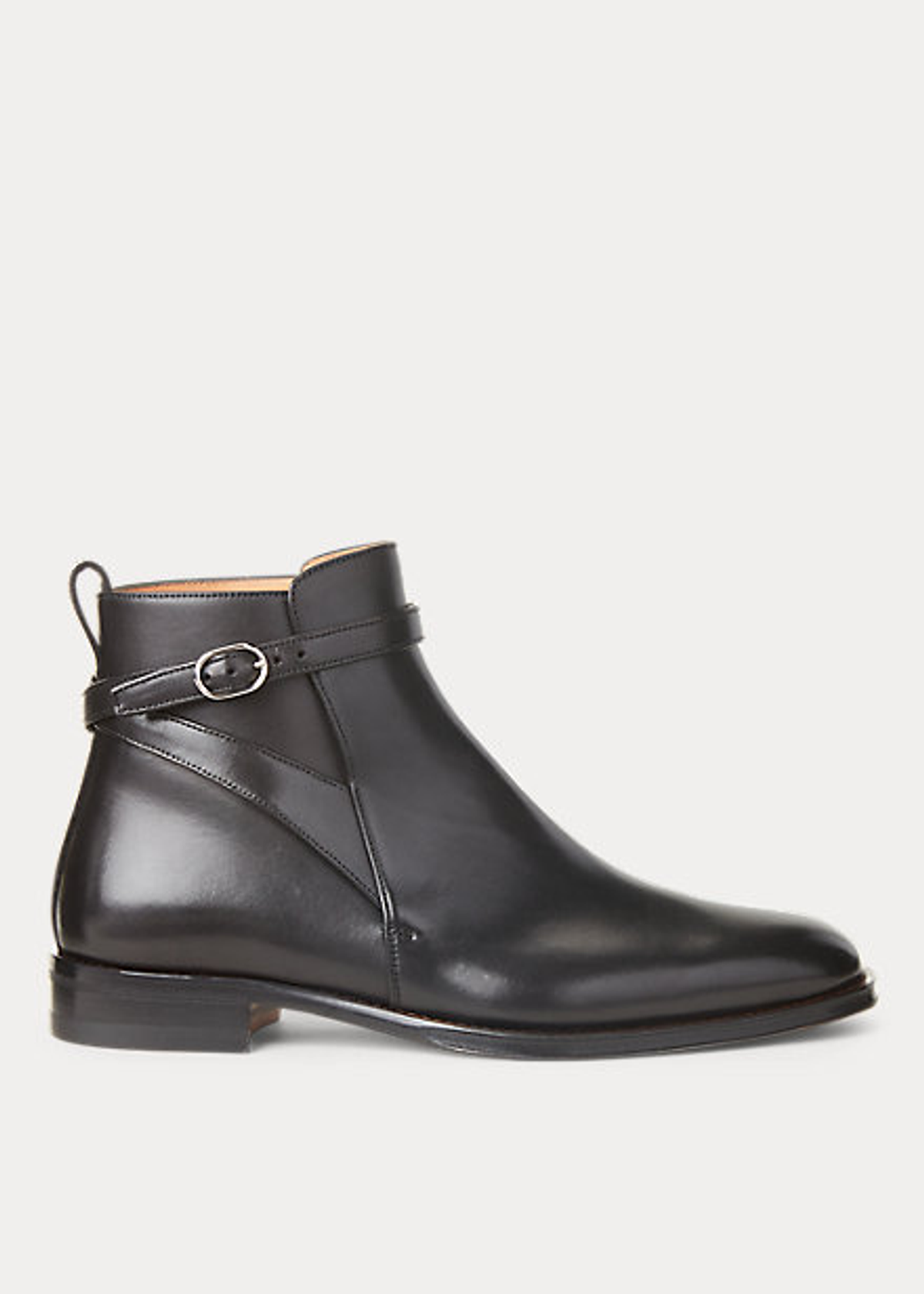 Ralph Lauren Claire Calfskin Buckled Bootie In Black