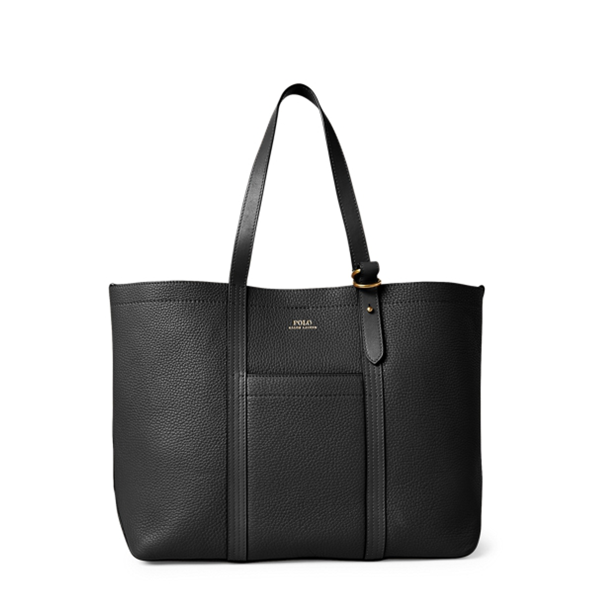 Ralph Lauren Pebbled Leather Medium Tote In Black WHAT’S ON THE STAR?