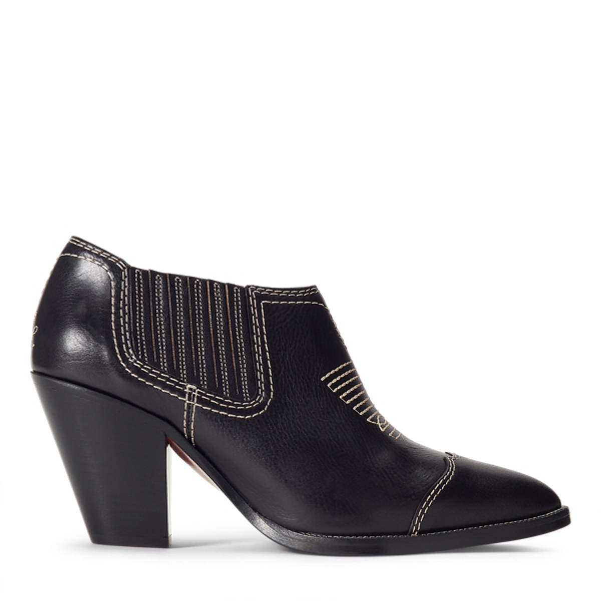Ralph Lauren Lowrey Leather Bootie In Black