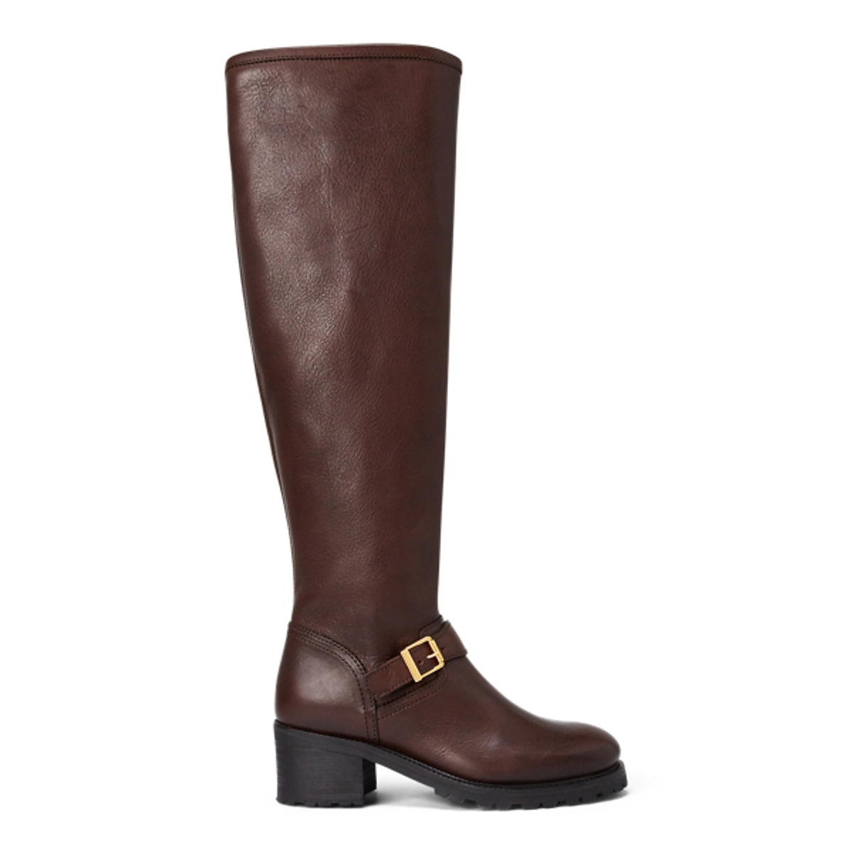 Ralph Lauren Patsie Leather Boot In Chocolate