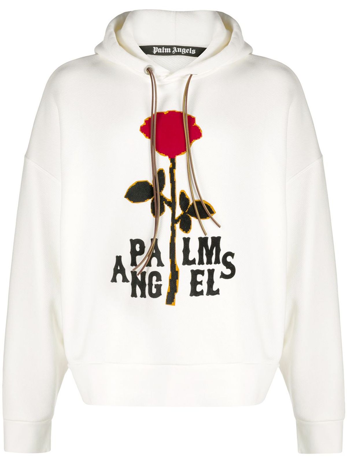 Palm Angels Red Rose-Print Cotton Hoodie