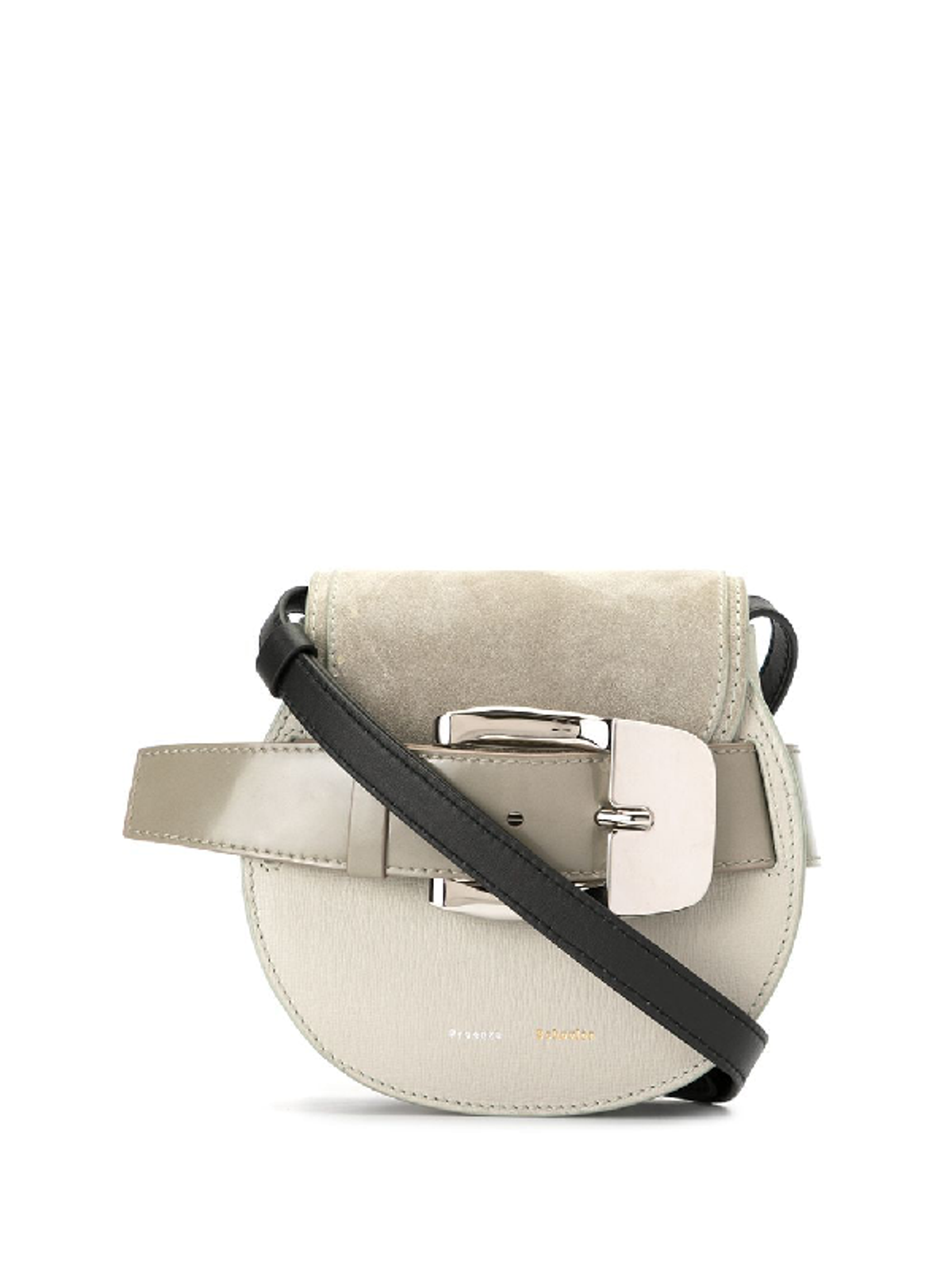 Proenza Schouler Mini Buckle Leather & Suede Saddle Bag In Celadon