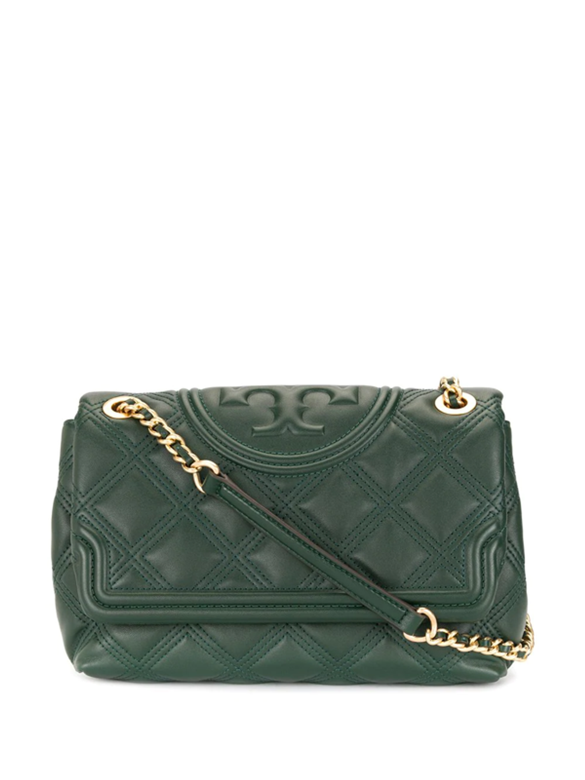 Tory Burch Fleming Leather Shoulder Bag In Green