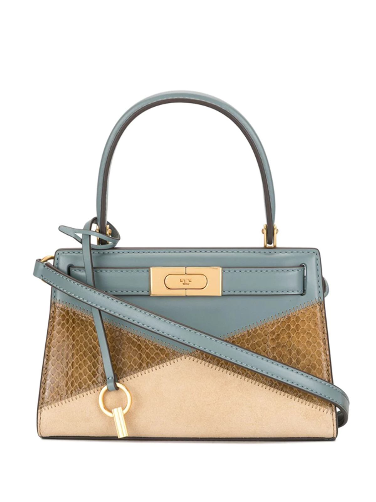 Tory Burch Lee Patchwork Leather Mini Tote Bag In Blue