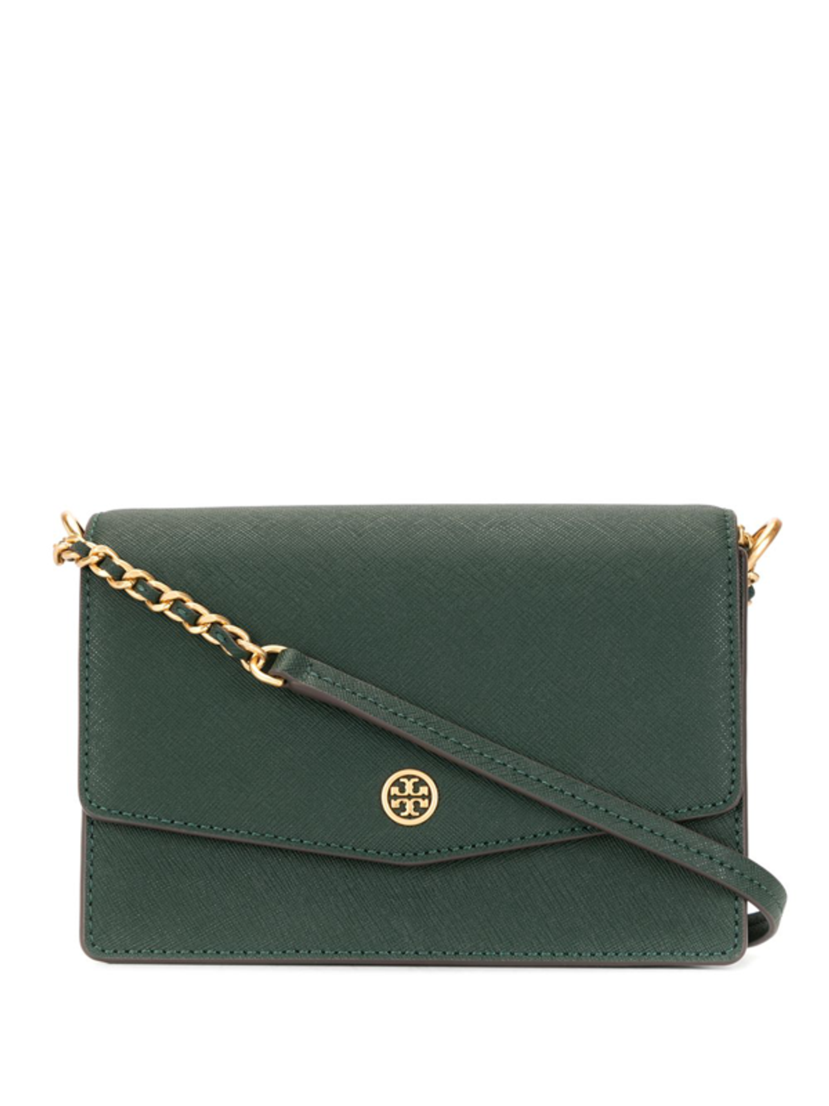 Tory Burch Robinson Leather Shoulder Bag In Green