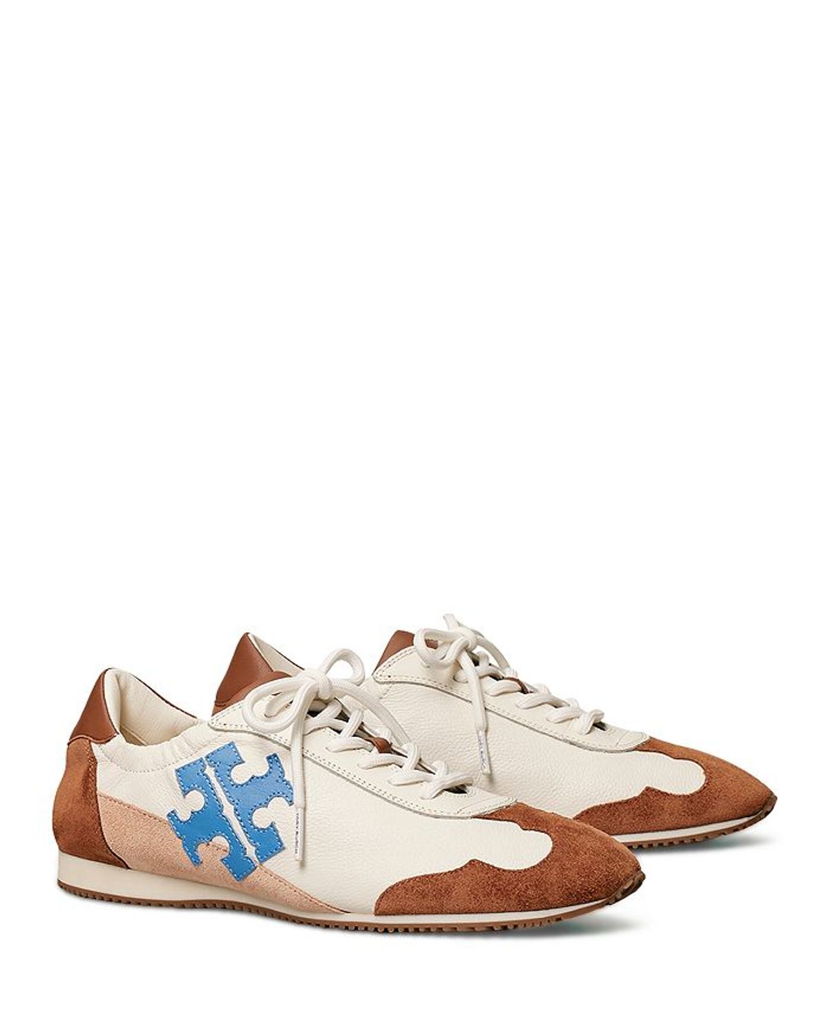 Tory Burch Womens Tory Lace Up Sneakers In New Ivory / Bellflower Blue