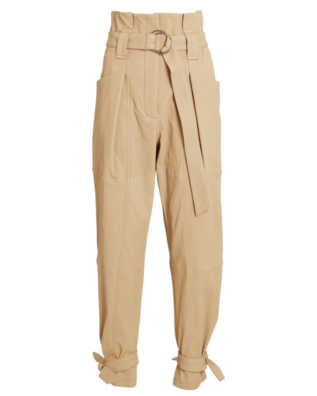 IRO Limest Belted Paperbag Leather Pants In Beige