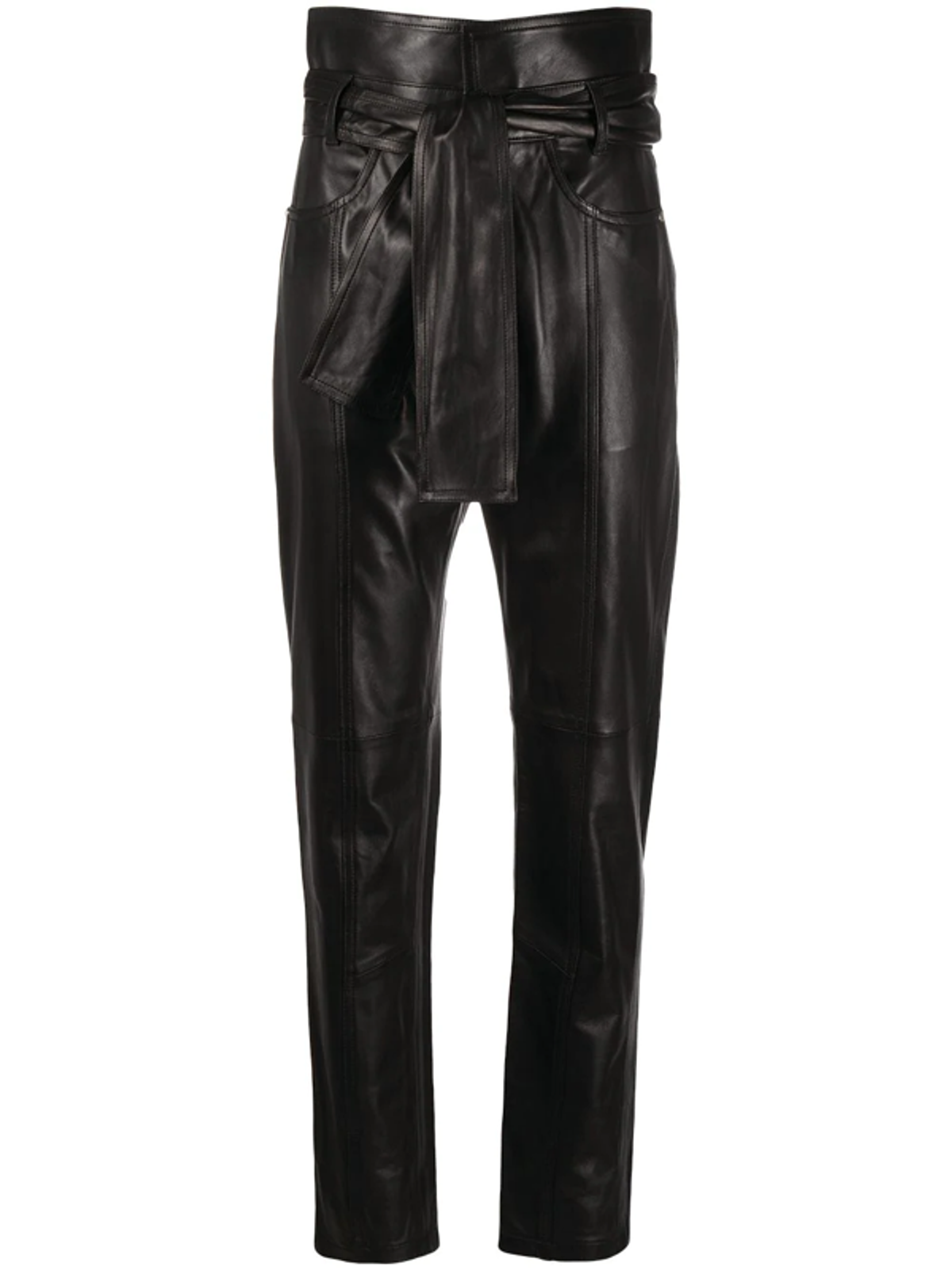 IRO Paperbag Waist Leather Trousers In Black