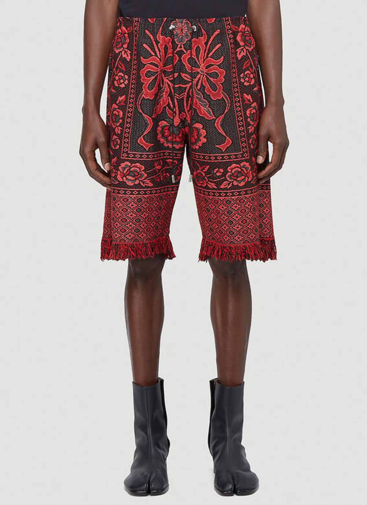 Marine Serre Regenerated Carpet Shorts In Red In Brown
