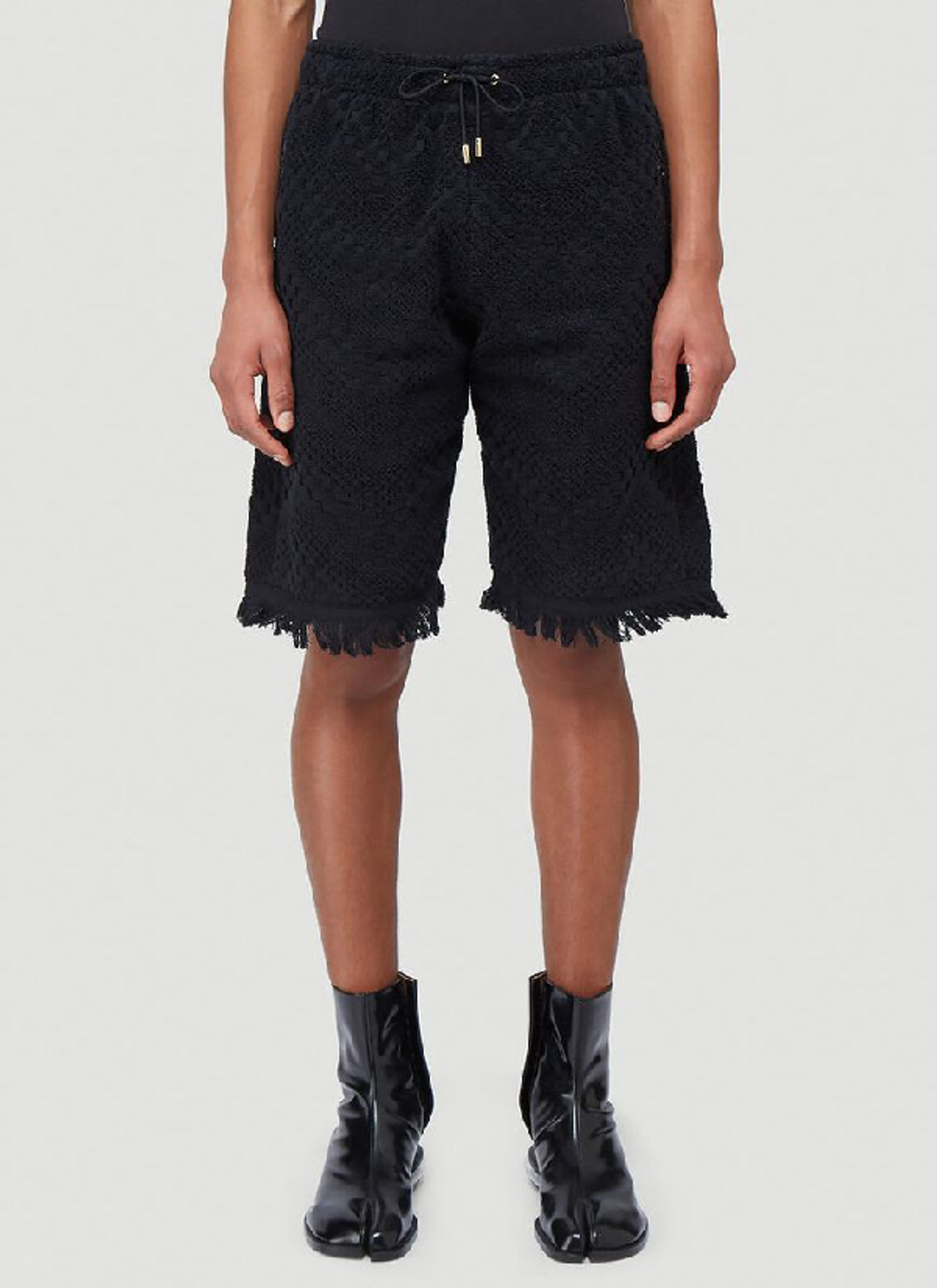 Marine Serre Marine Serre Frayed Track Shorts In Black