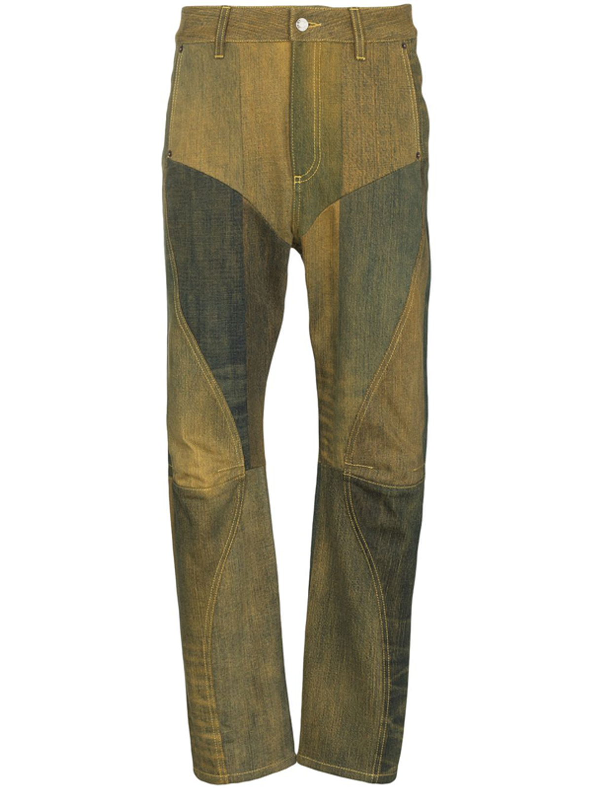 Marine Serre Ombré Patchwork Jeans In Yellow