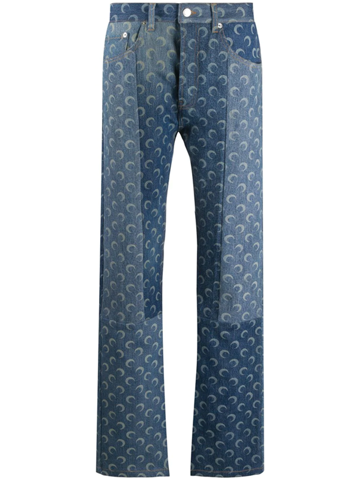 Marine Serre Logo-print Mid-rise Jeans In Blue
