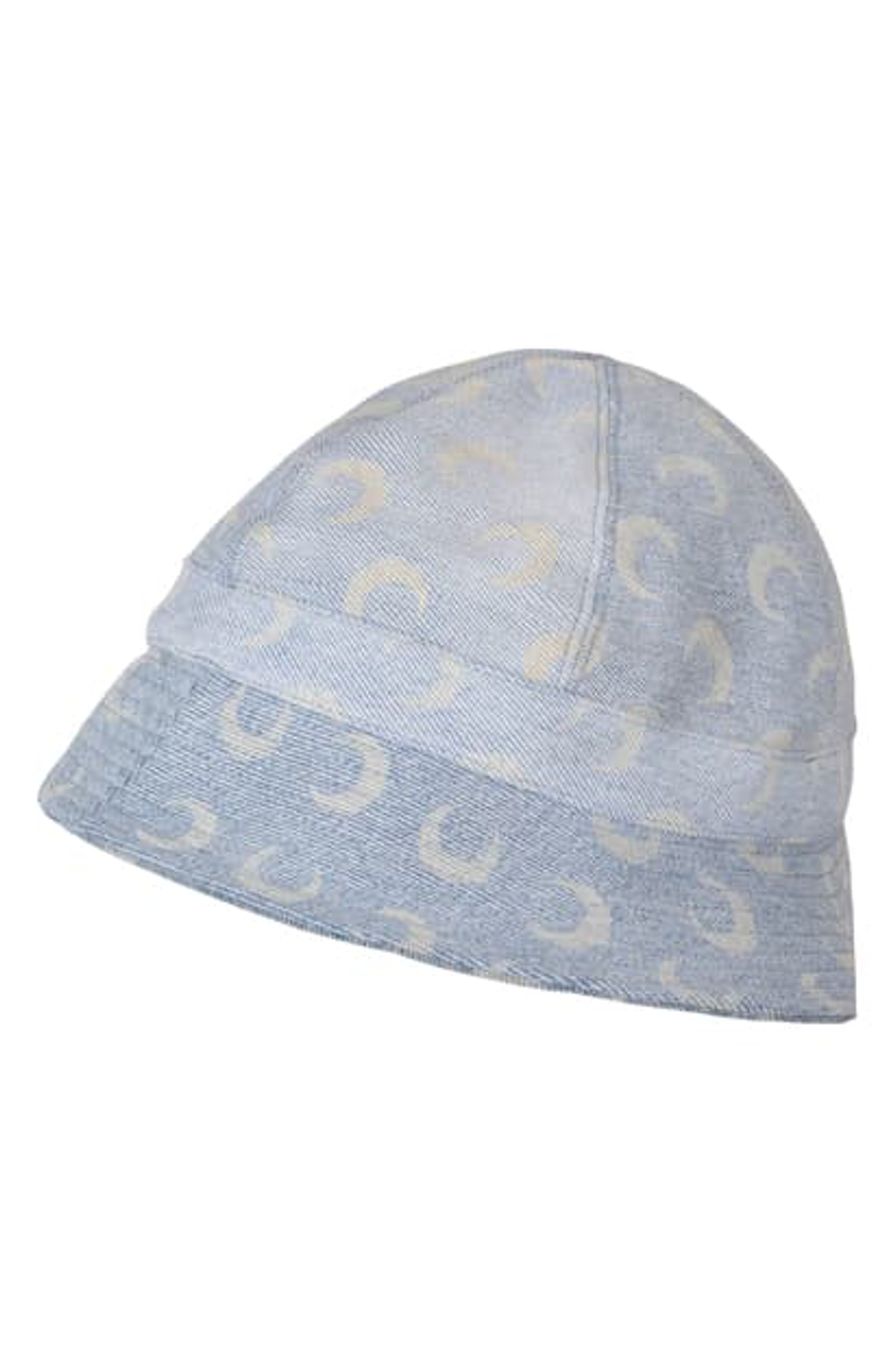 Marine Serre Moon Print Regenerated Denim Bucket Hat In Light Blue