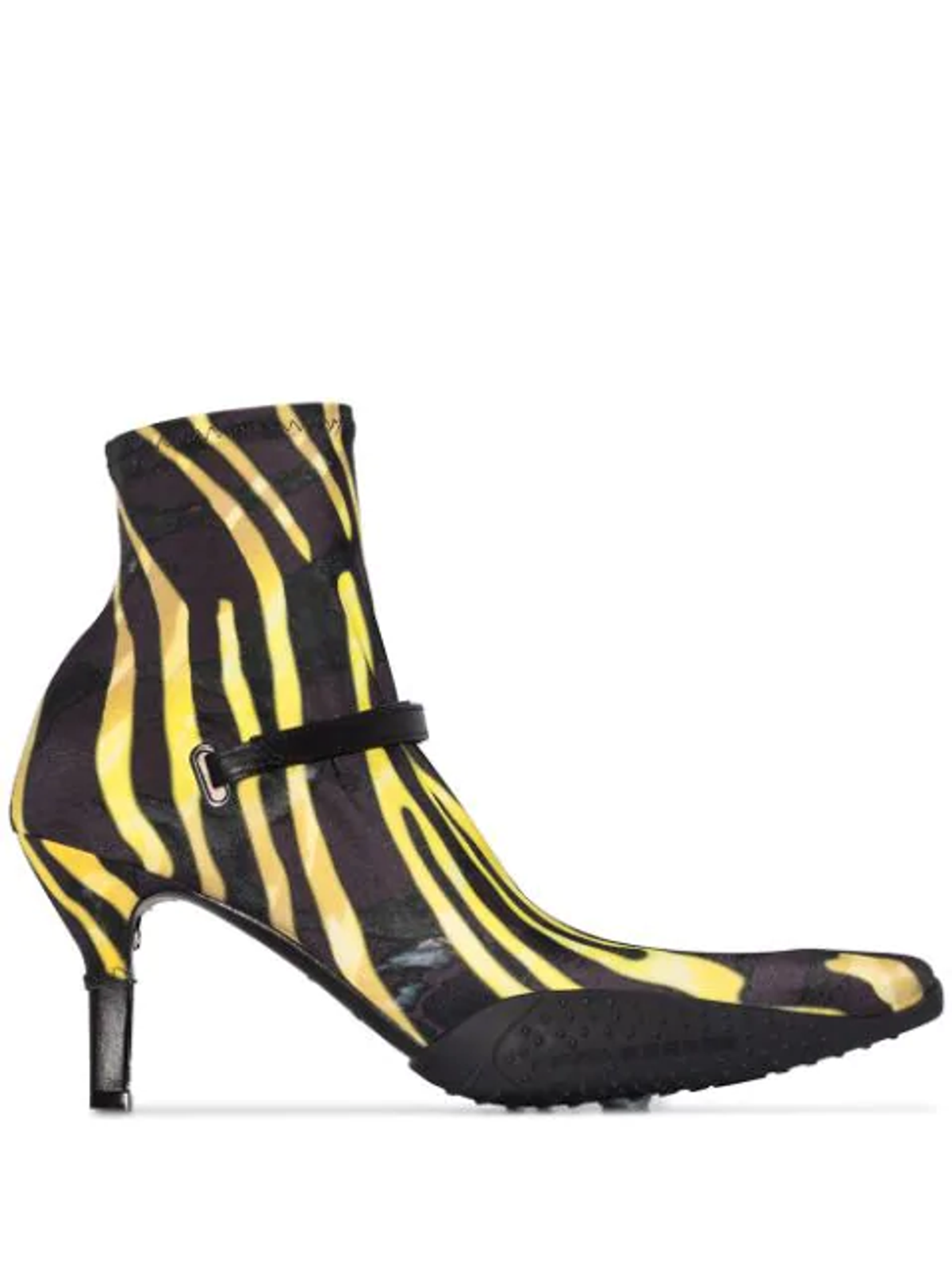 Marine Serre Black 80 Zebra Print Ankle Sock Boots In 02 Amphibia