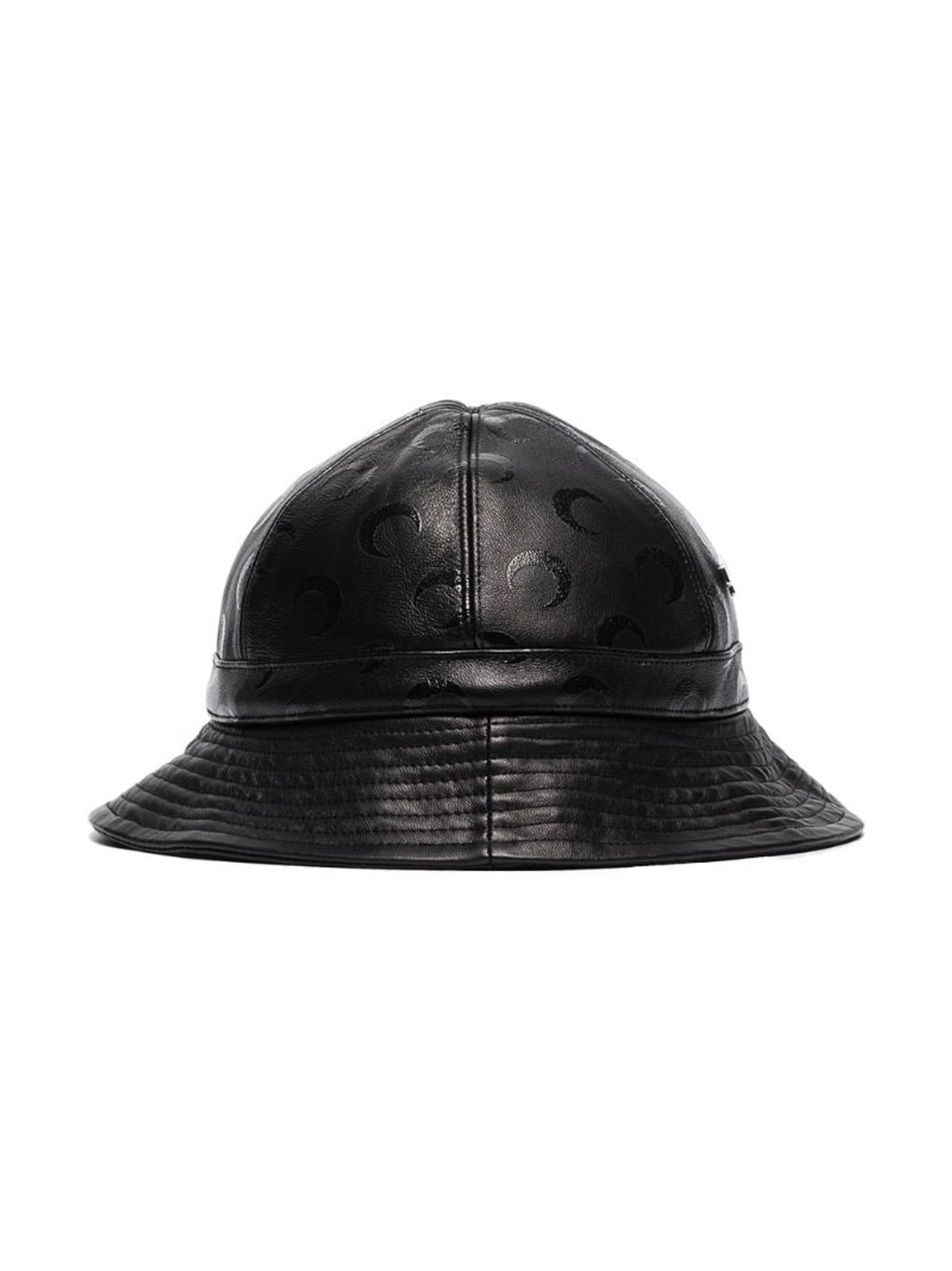 Marine Serre Moon-print Leather Bucket Hat In 01 Black