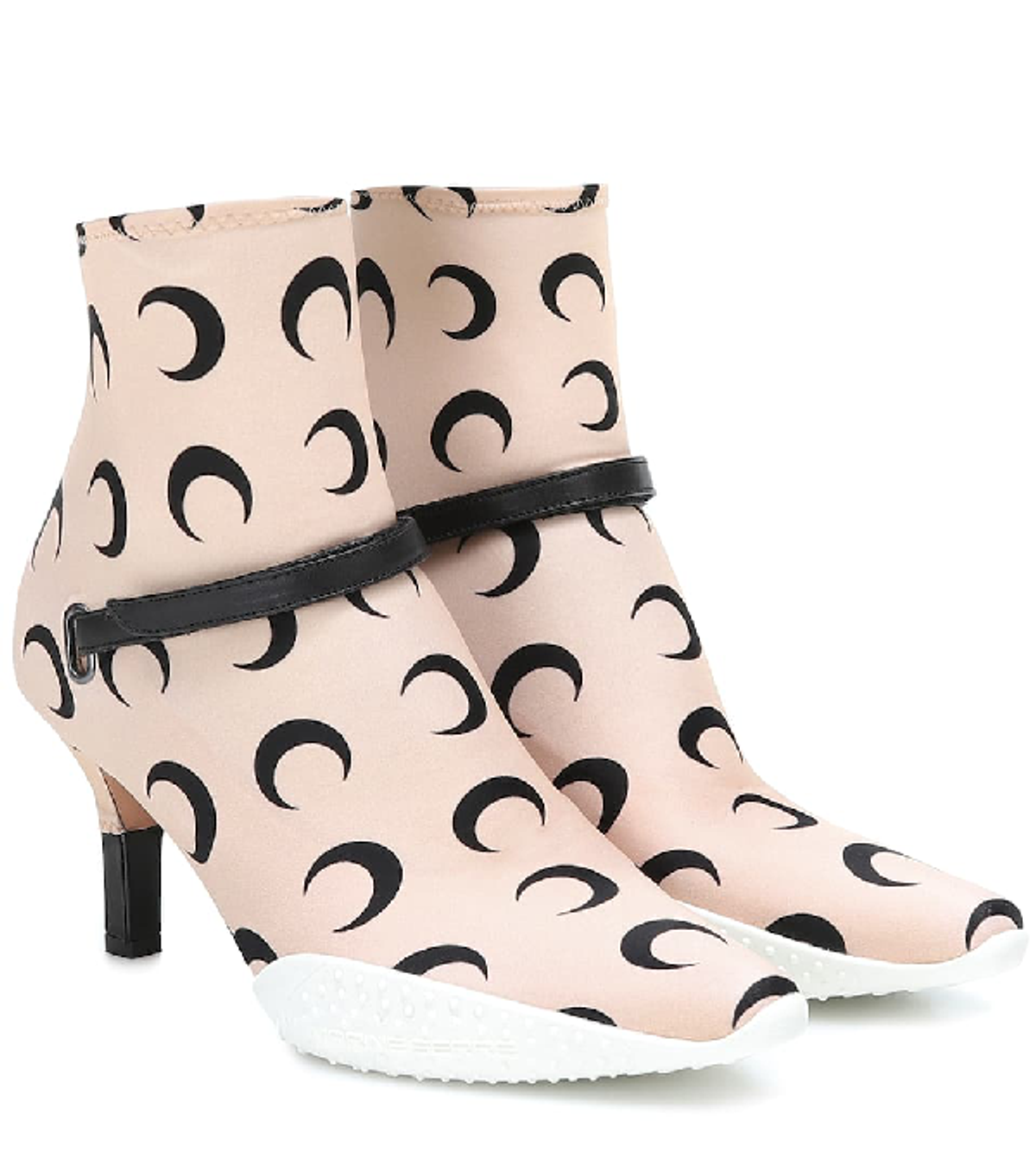 Marine Serre Crescent Moon-print Stretch-jersey Ankle Boots In Tan All Ove