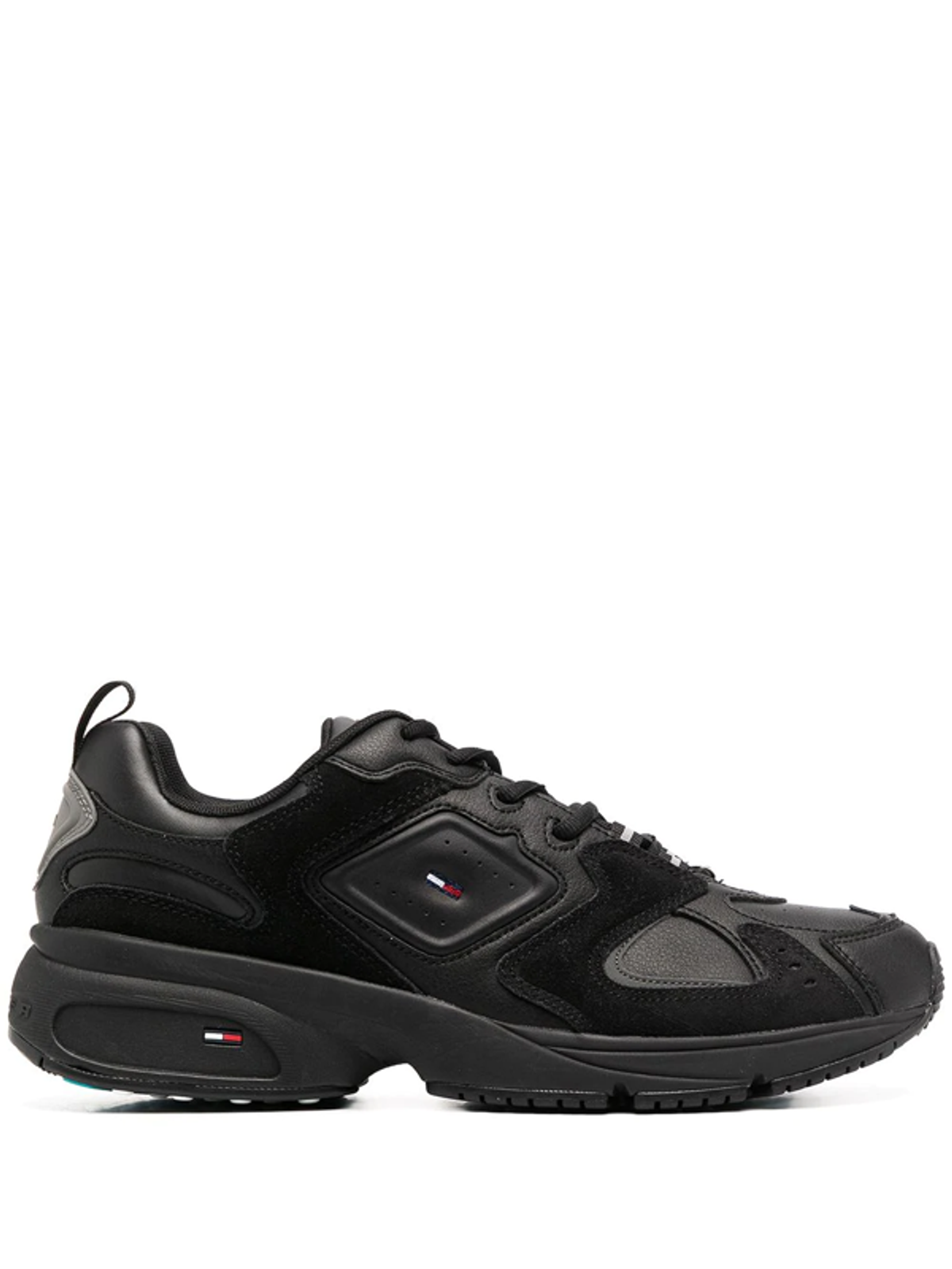 Tommy Jeans Low Top Contrast Panel Sneakers In Black