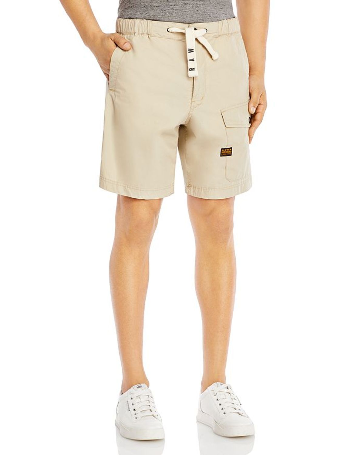 G-Star RAW Regular Fit Cotton Pocket Shorts In Khaki