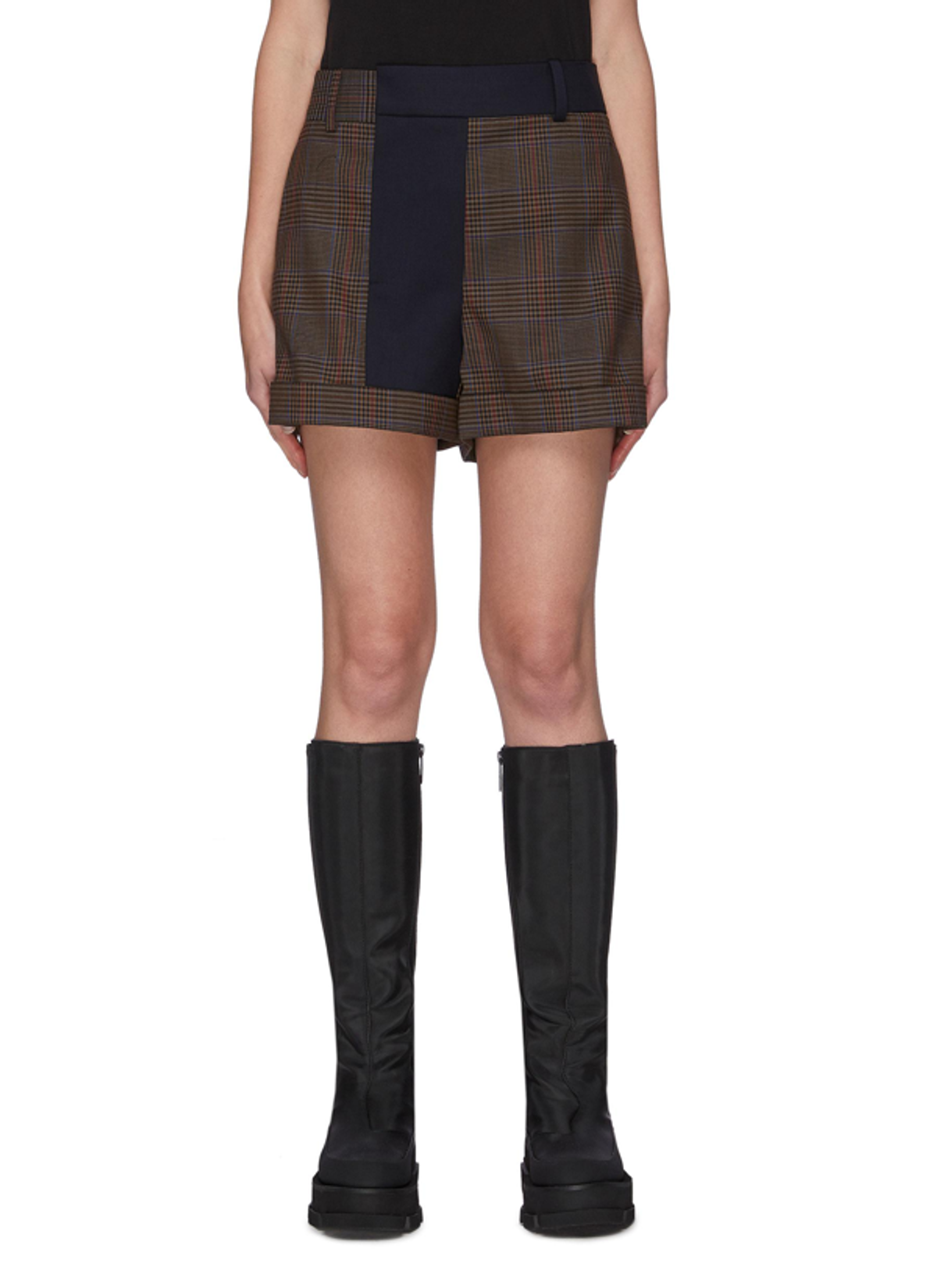 Monse Contrast Trim Plaid Shorts In Blue,multi-colour