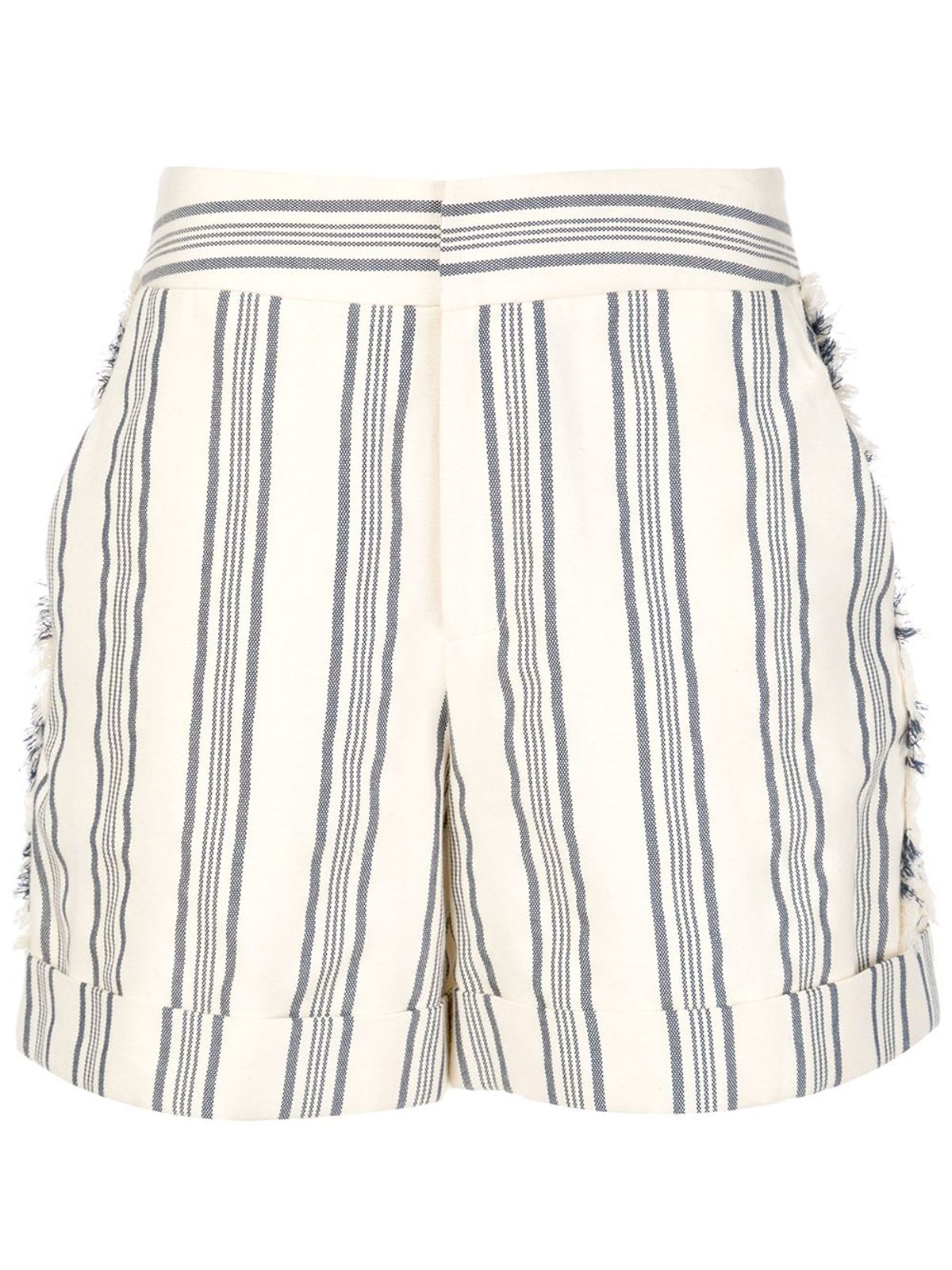 Monse Fringe-trimmed Striped Cotton-blend Shorts In White
