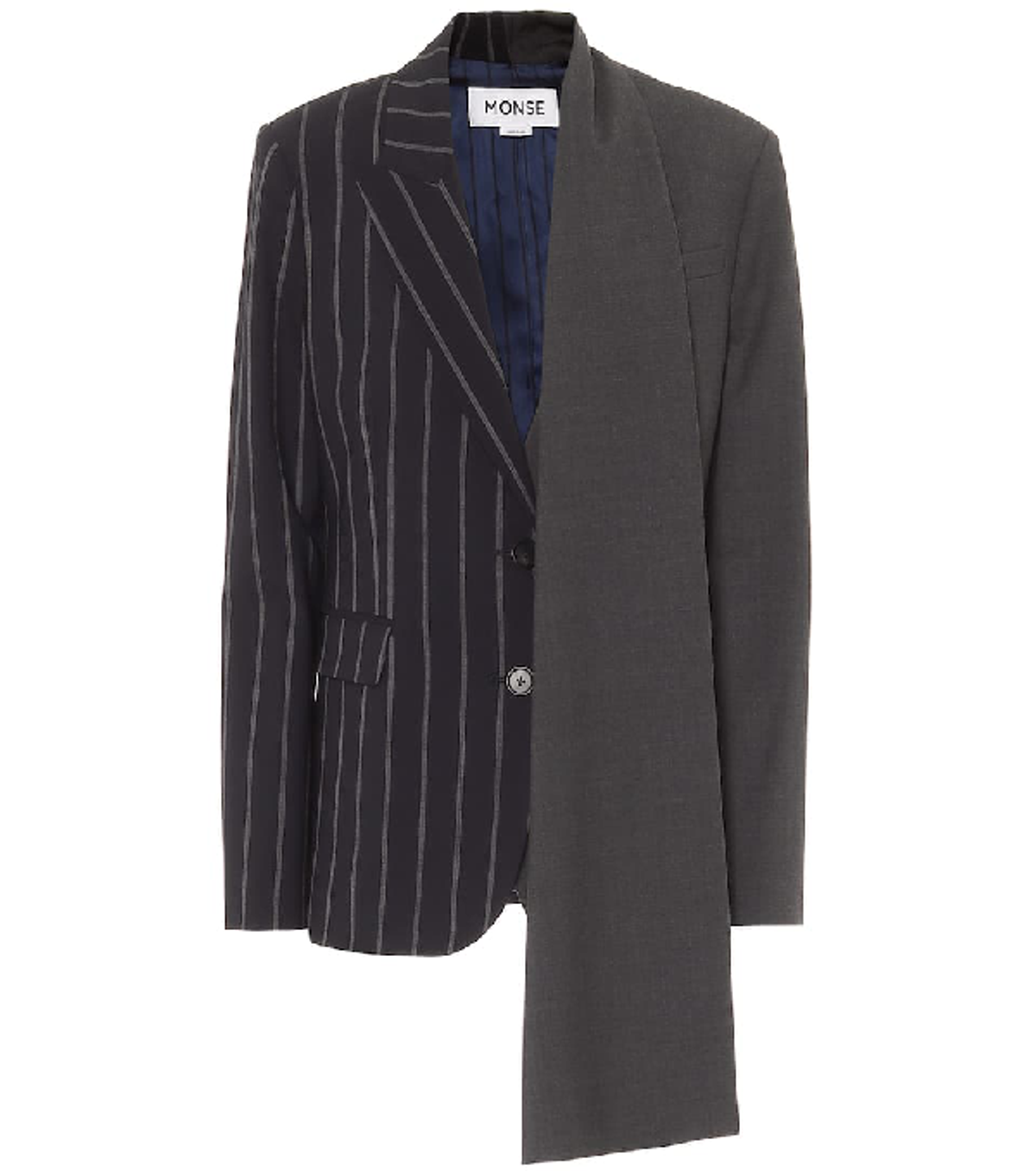 Monse Asymmetric Stretch-wool Blazer In Black