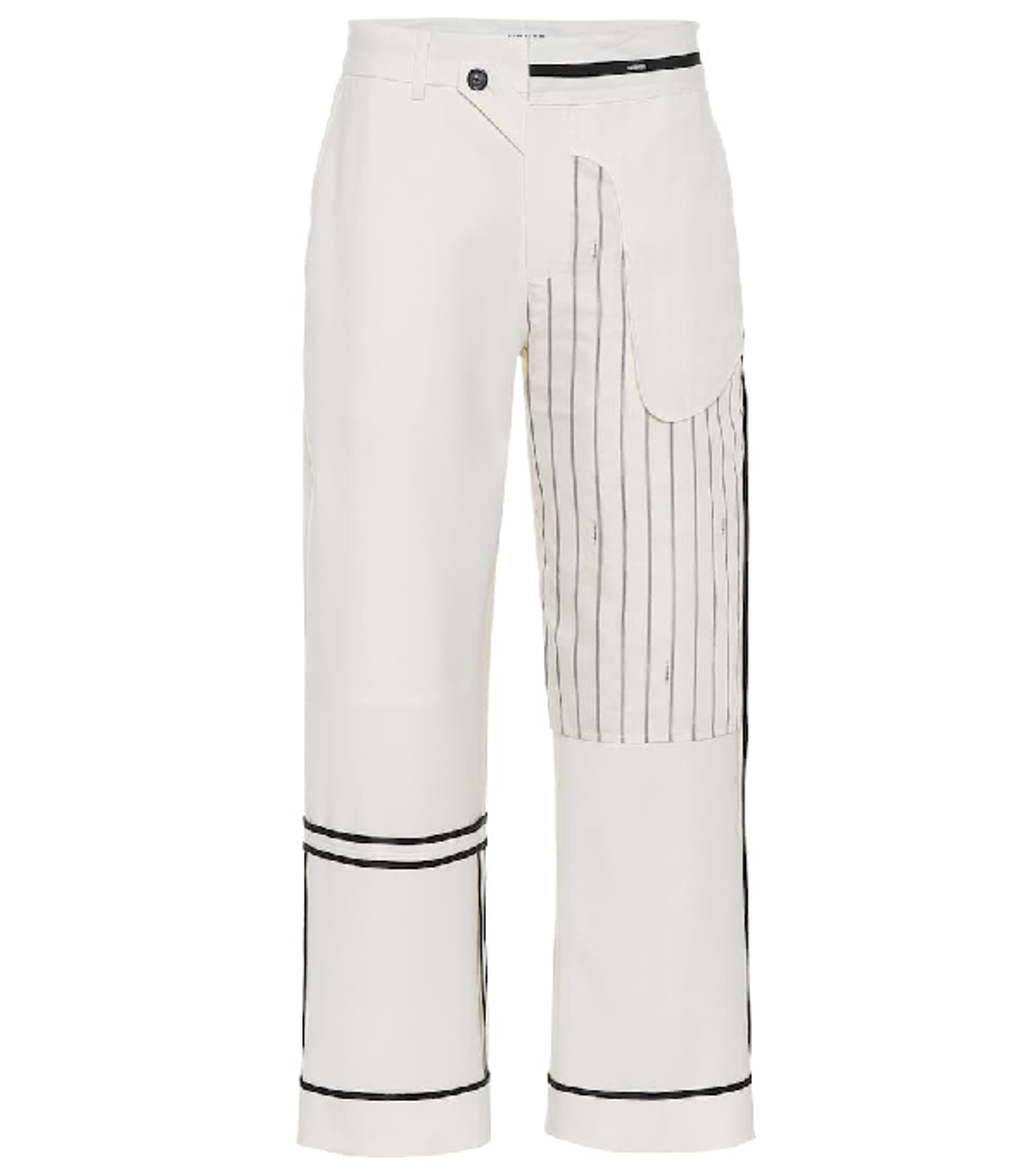 Monse Patchwork Stretch Wool Slim Pants In White