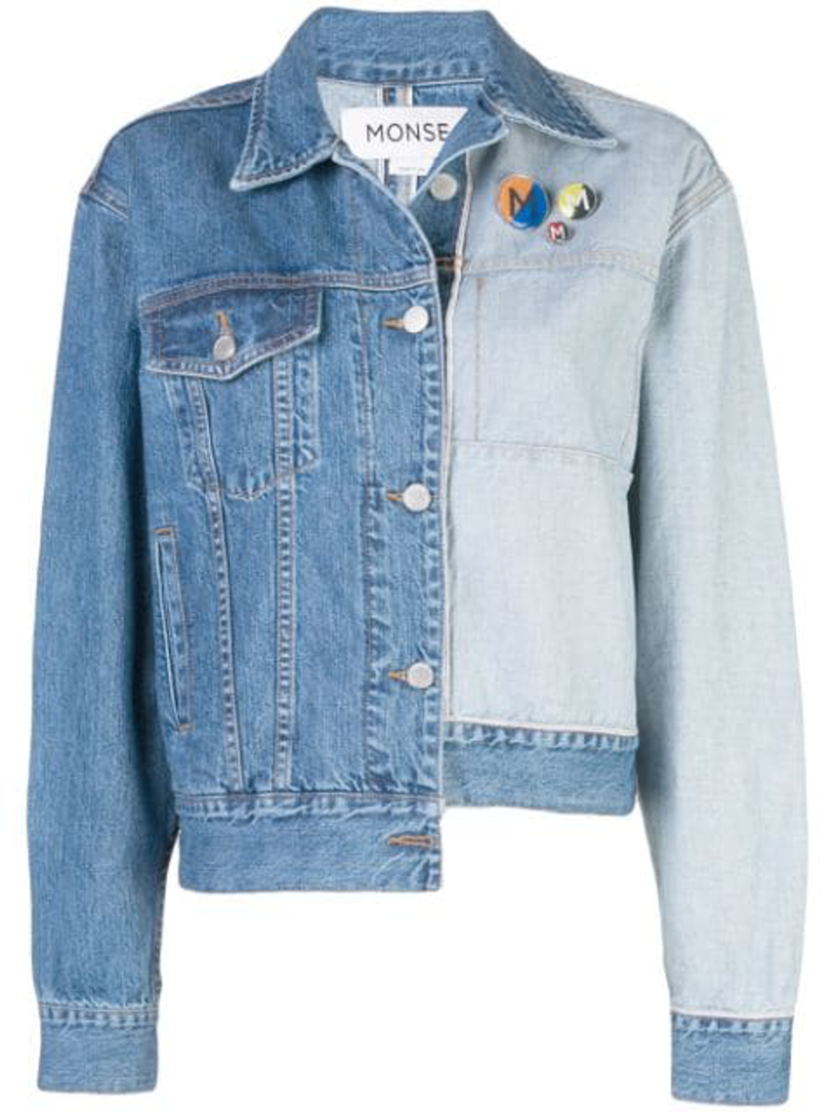Monse Staggered Inside-out Patchwork Denim Jacket In Blue