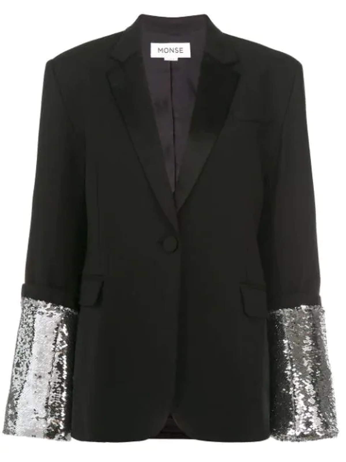 Monse Large Sequin Cuff Jacket In Black | WHAT’S ON THE STAR?