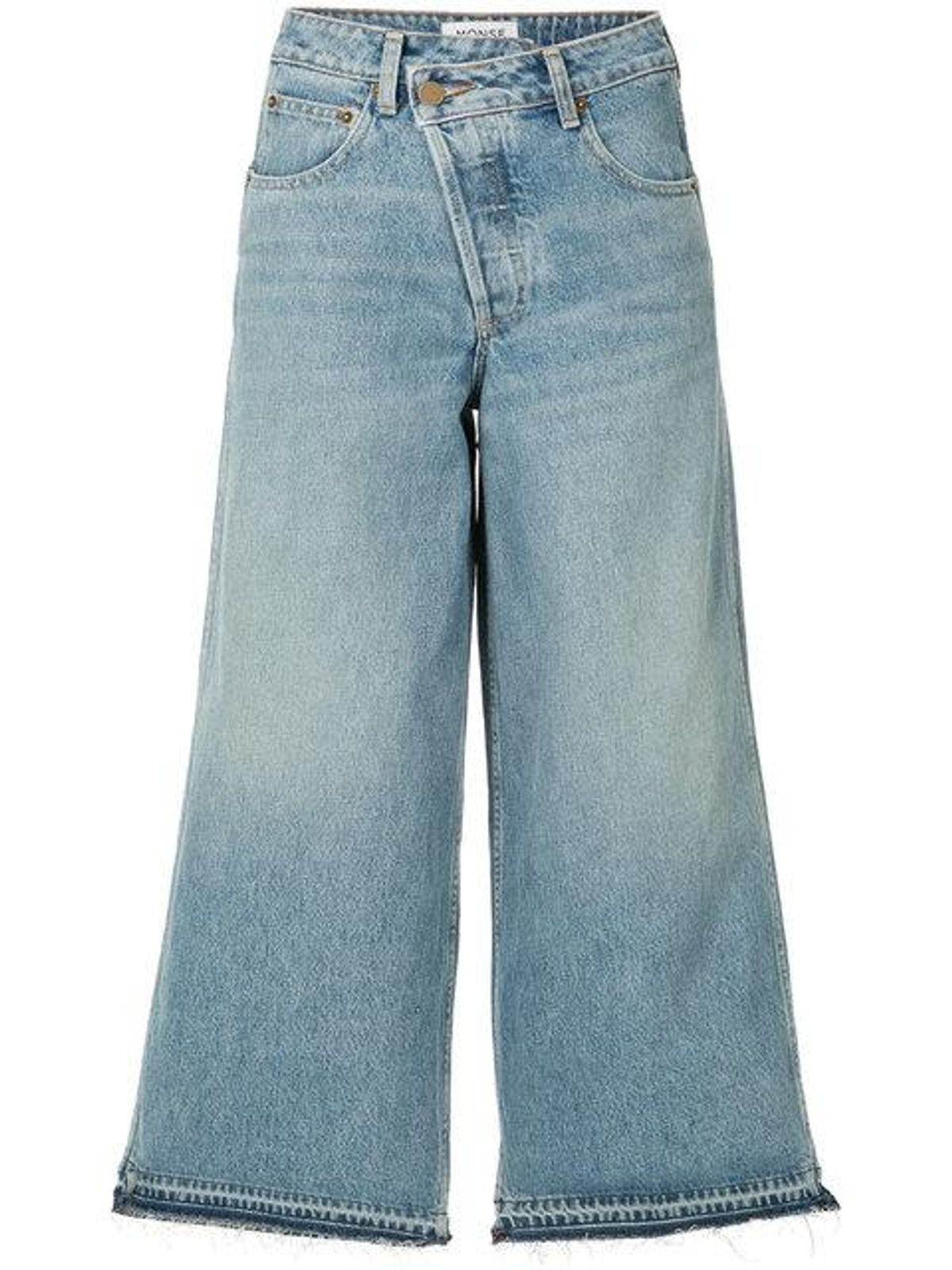 Monse Shifted Zip Crop Wide Leg Jeans In Blue