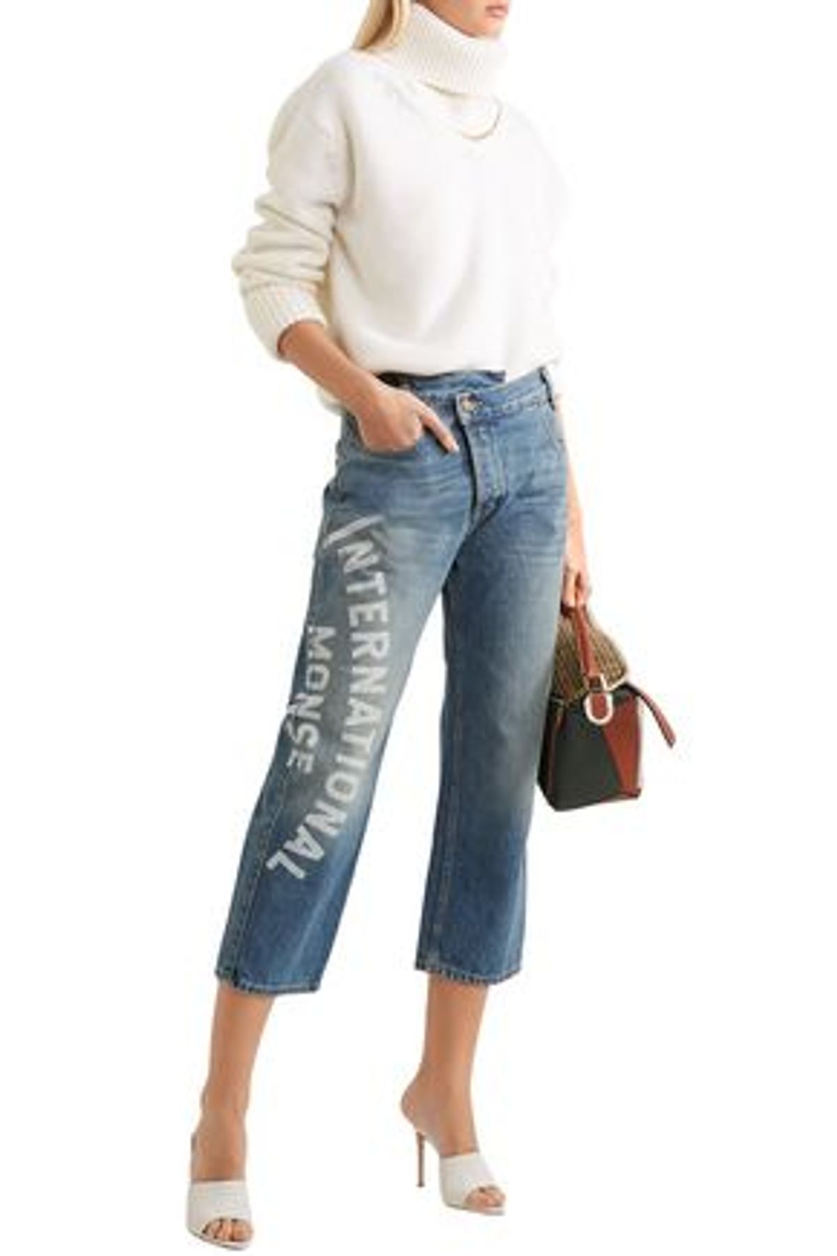 Monse Cropped Printed Mid-rise Straight-leg Jeans In Mid Denim
