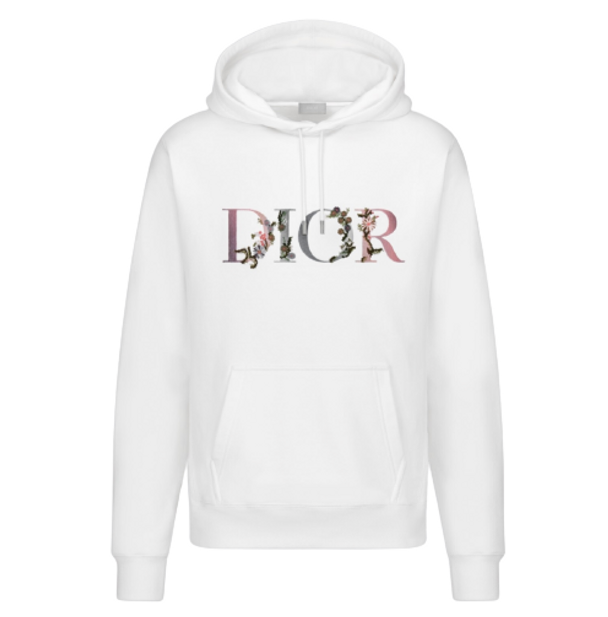 Dior Oversized Flowers White Cotton Fleece Hoodie
